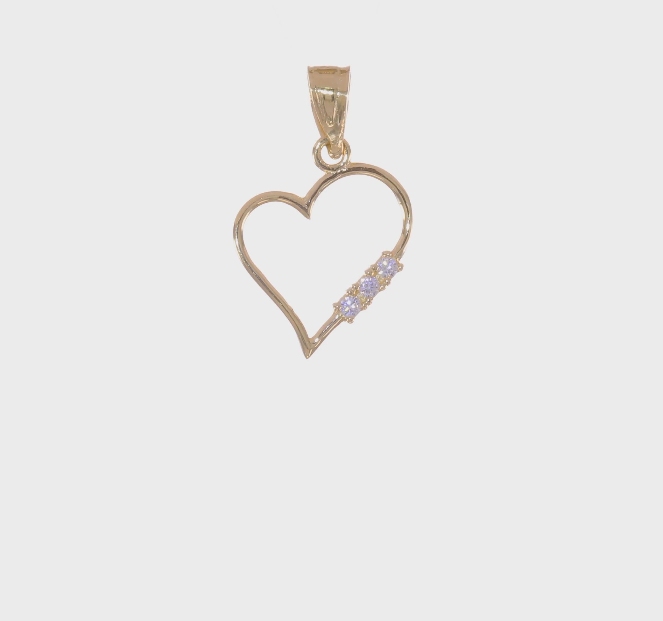 10kt Yellow Gold CZ Heart Pendant