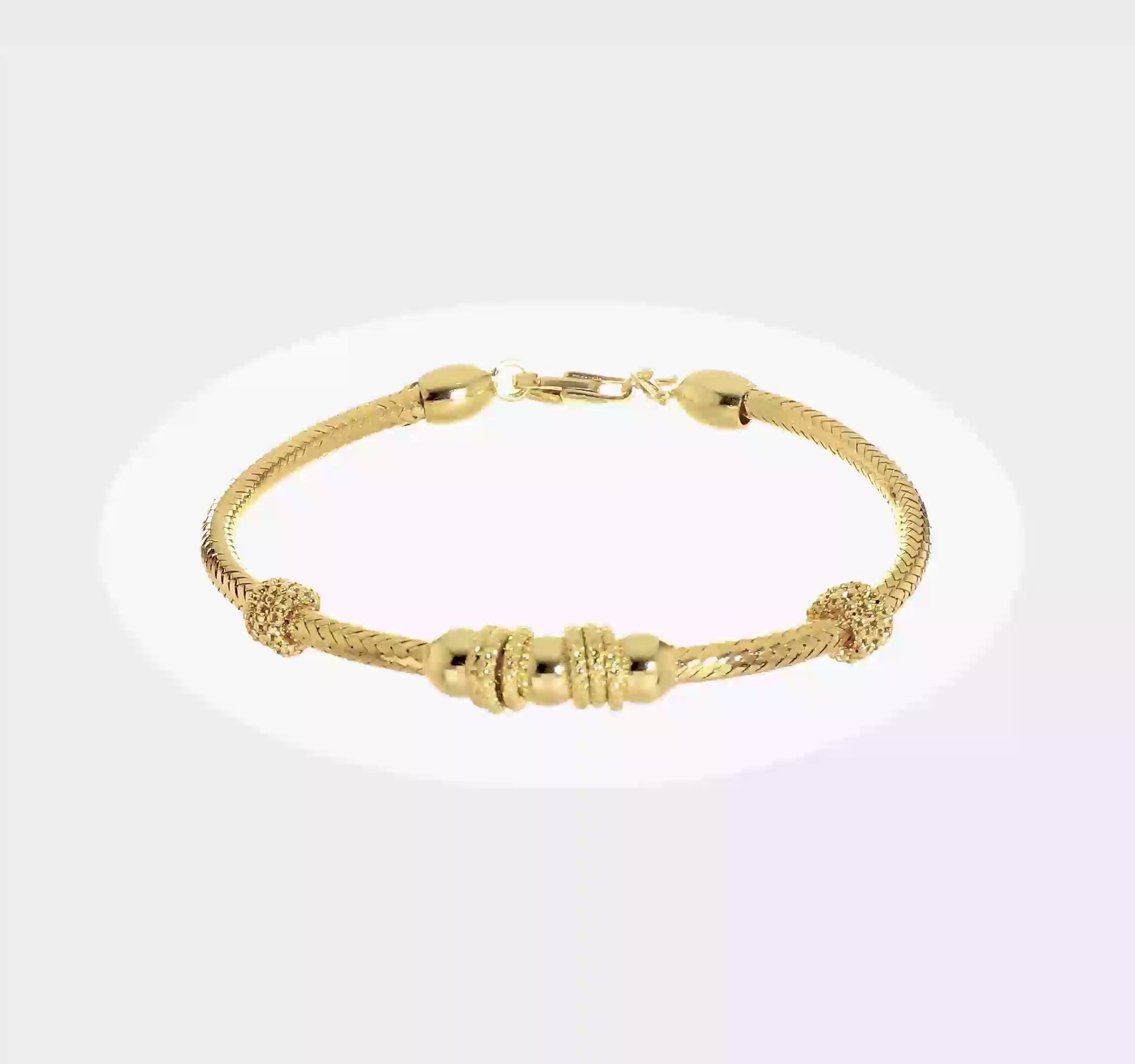 14KT Yellow Gold Polished and Textured Bracelet