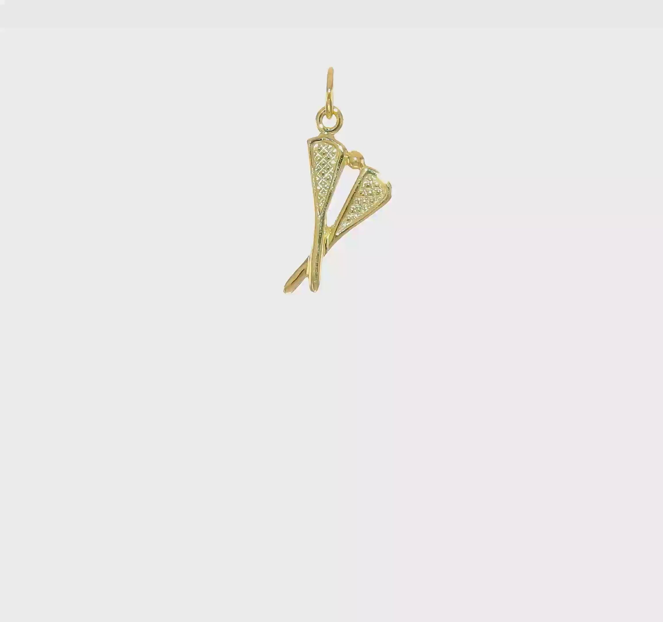 10kt Yellow Gold Polished Lacrosse Sticks Charm