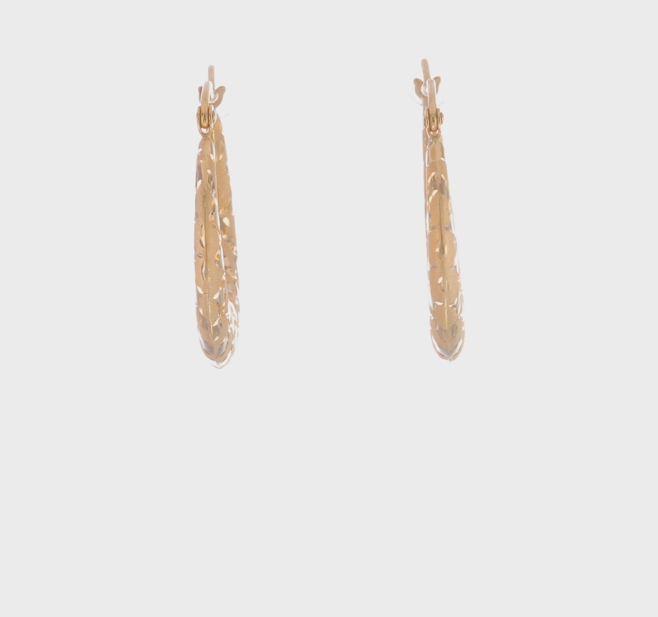 14KT Yellow Gold Laser Cut Patterned Hoop Earrings
