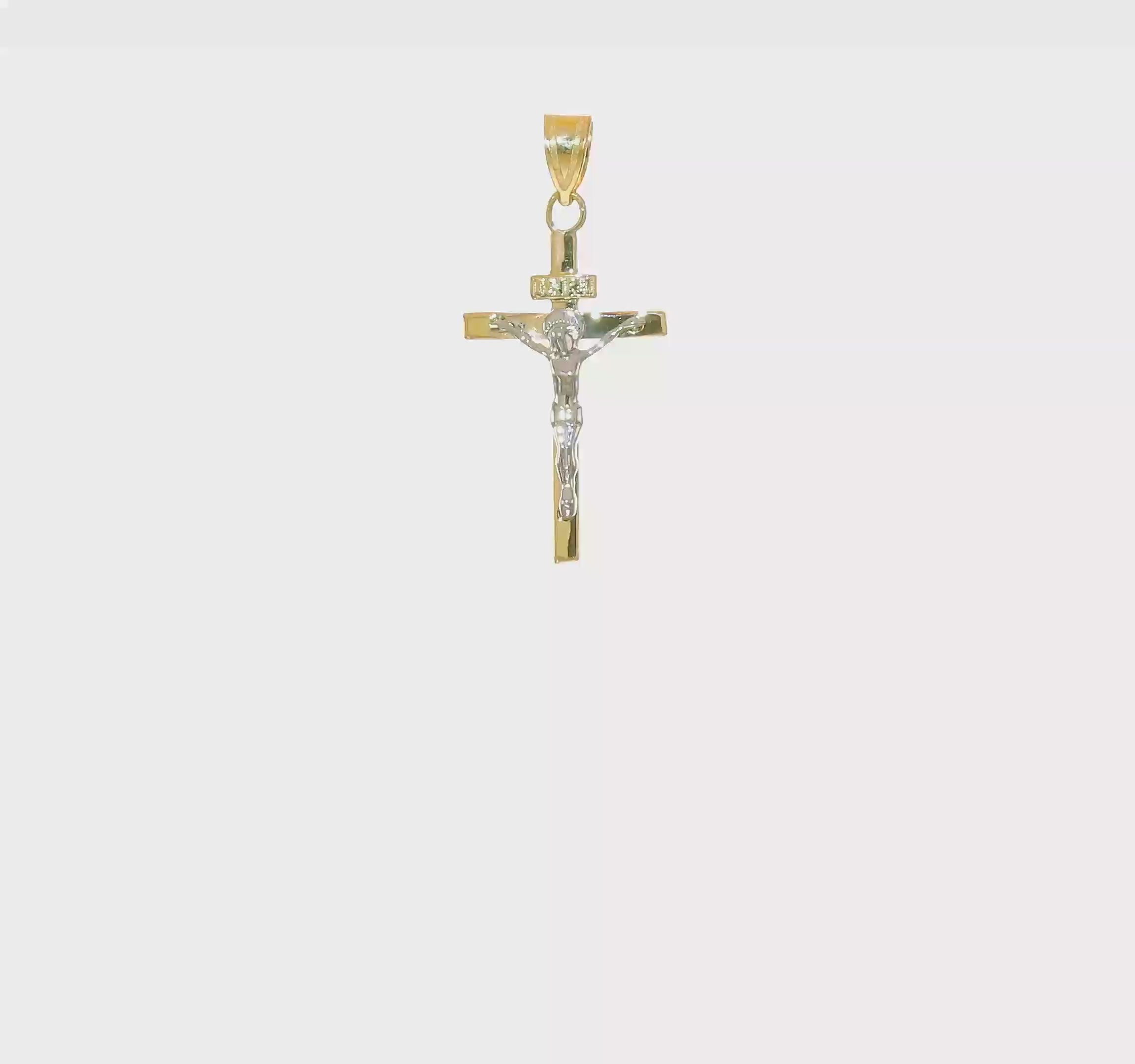 10KT Two-tone INRI Crucifix Pendant