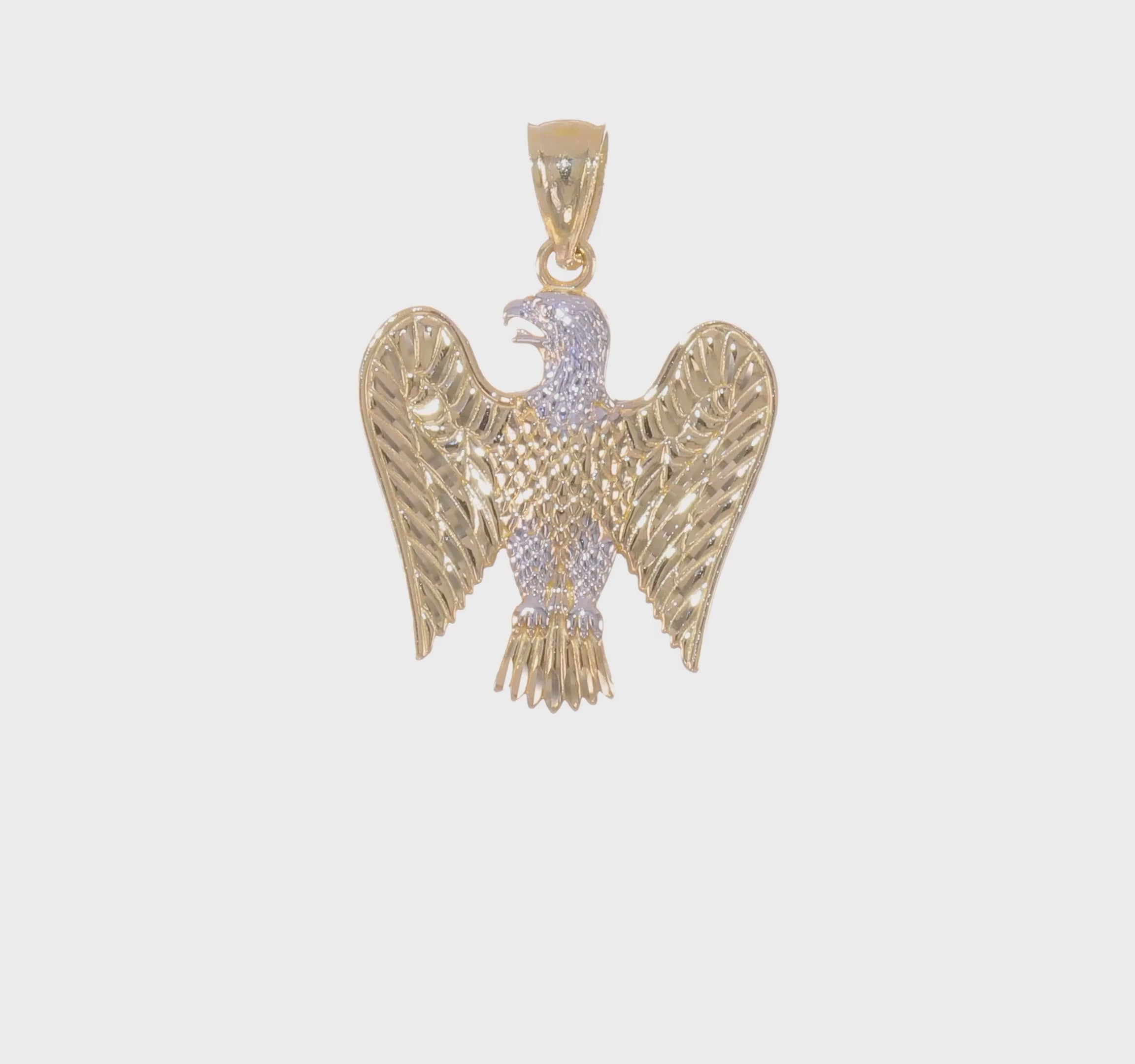 14KT Yellow Gold w/White Rhodium Eagle Pendant