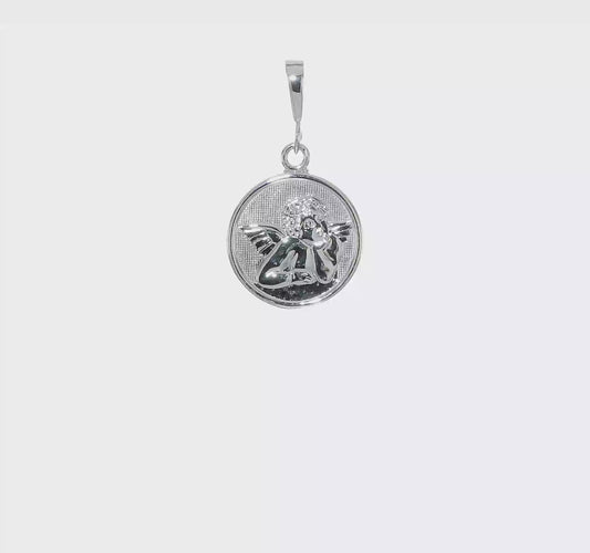10kt White Gold Polished & Satin Angel Pendant