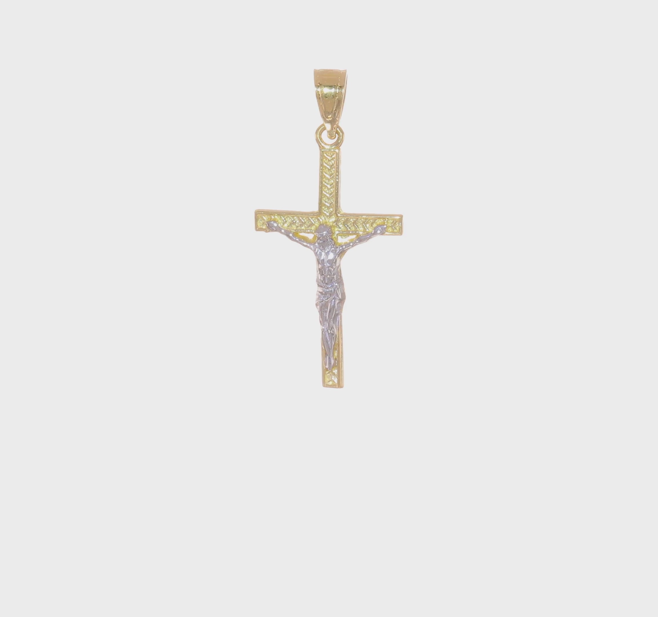 10KT Two Tone w/ Rhodium Crucifix Pendant