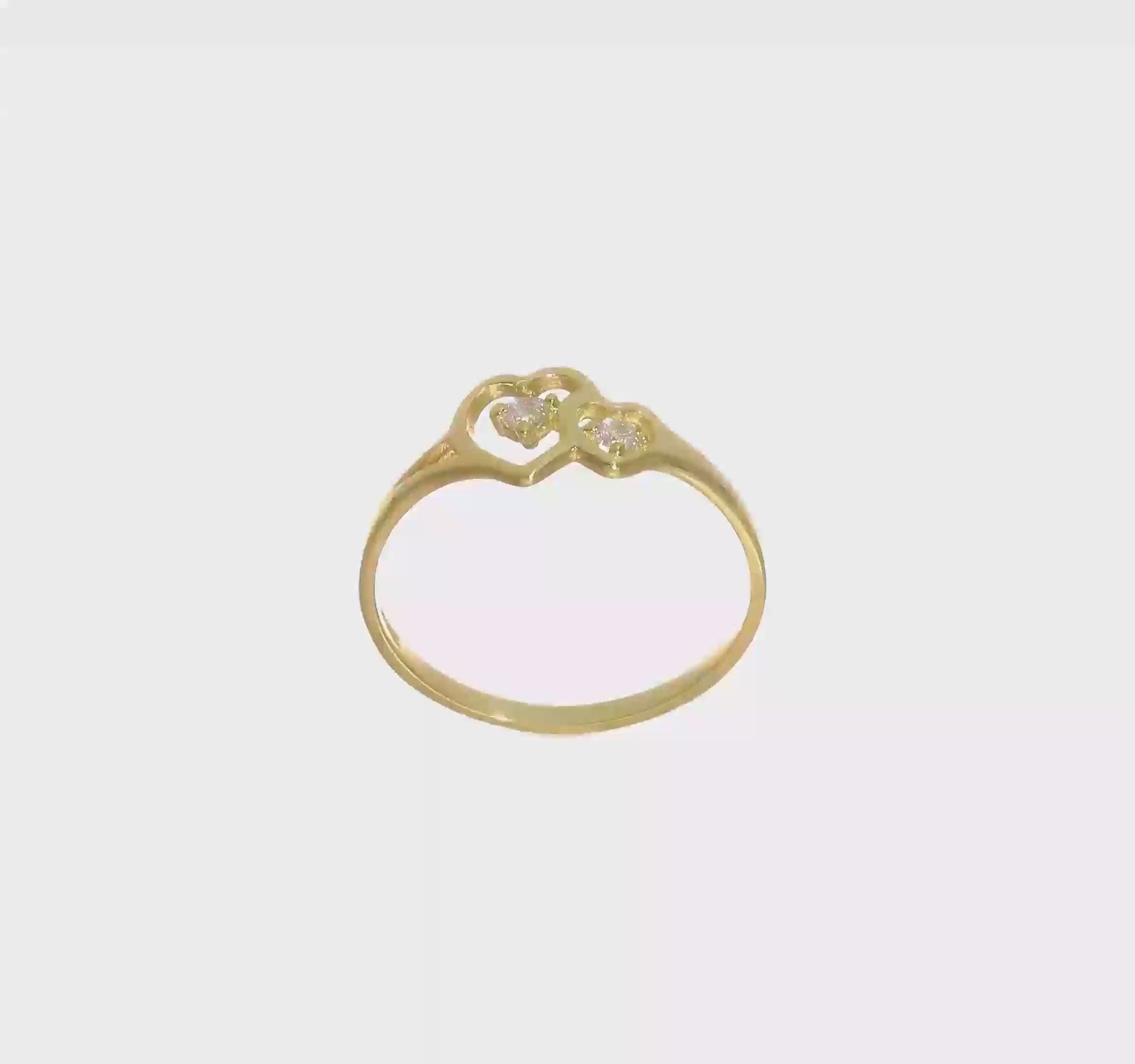 10kt Yellow Gold Double Heart CZ Ring