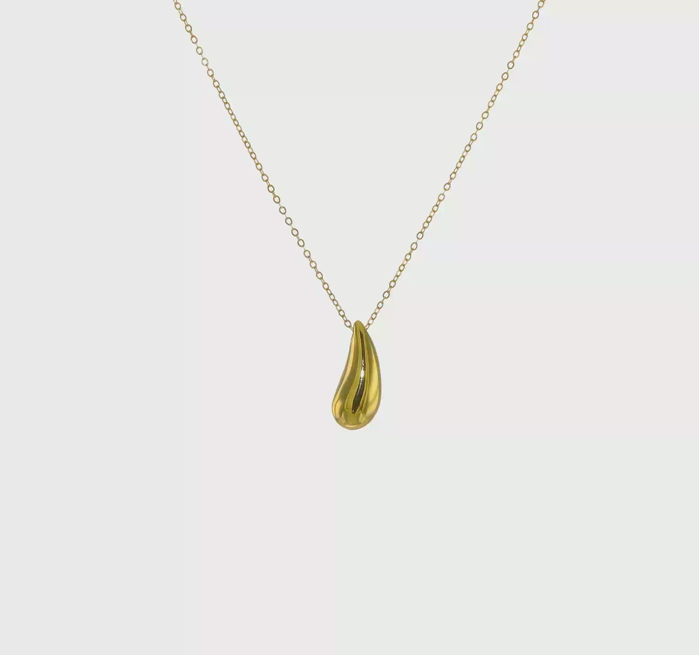14kt Yellow Gold Polished Puffed Teardrop 18in Necklace