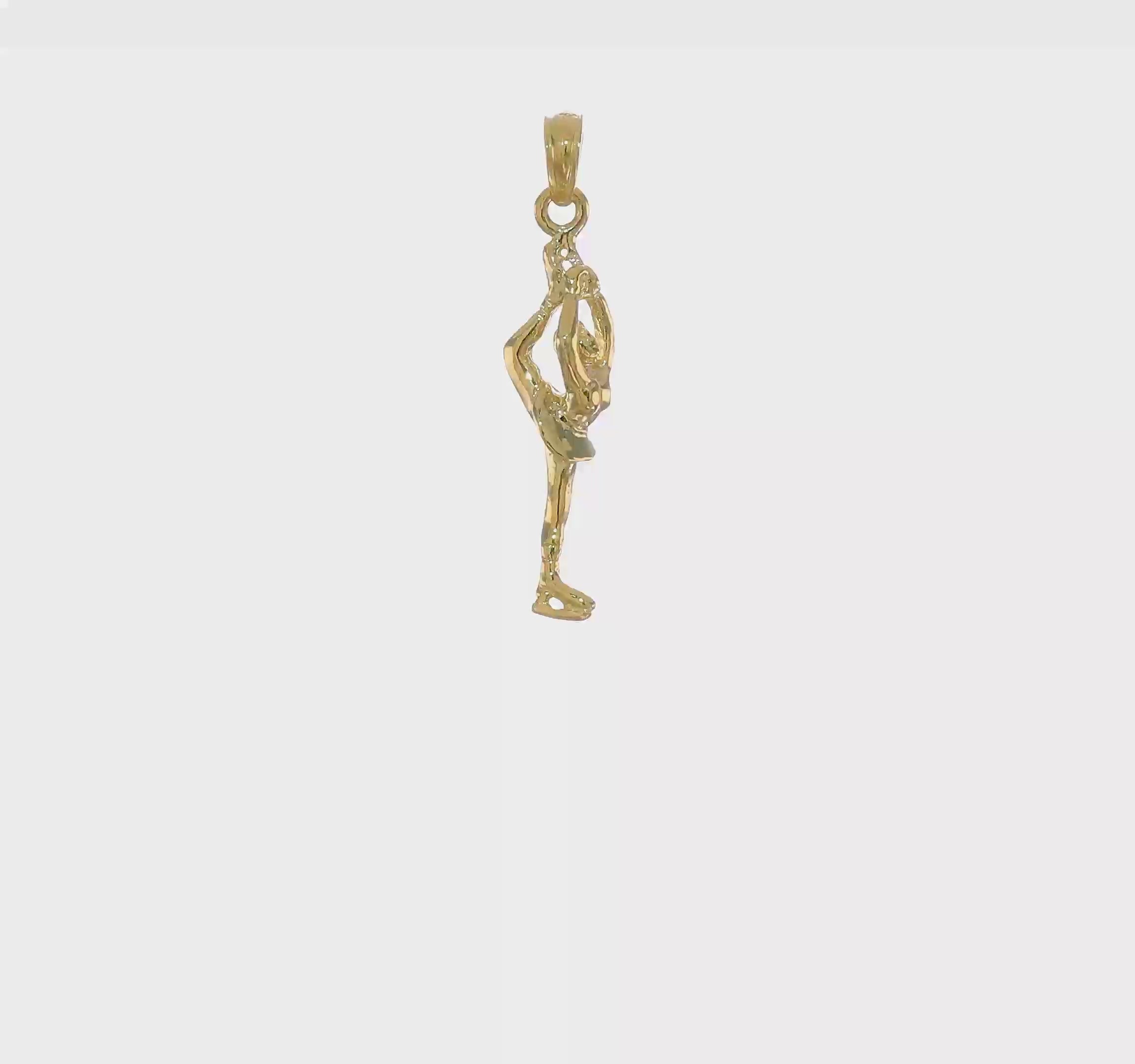10kt Yellow Gold Solid Polished 3-D Figure Skater Charm