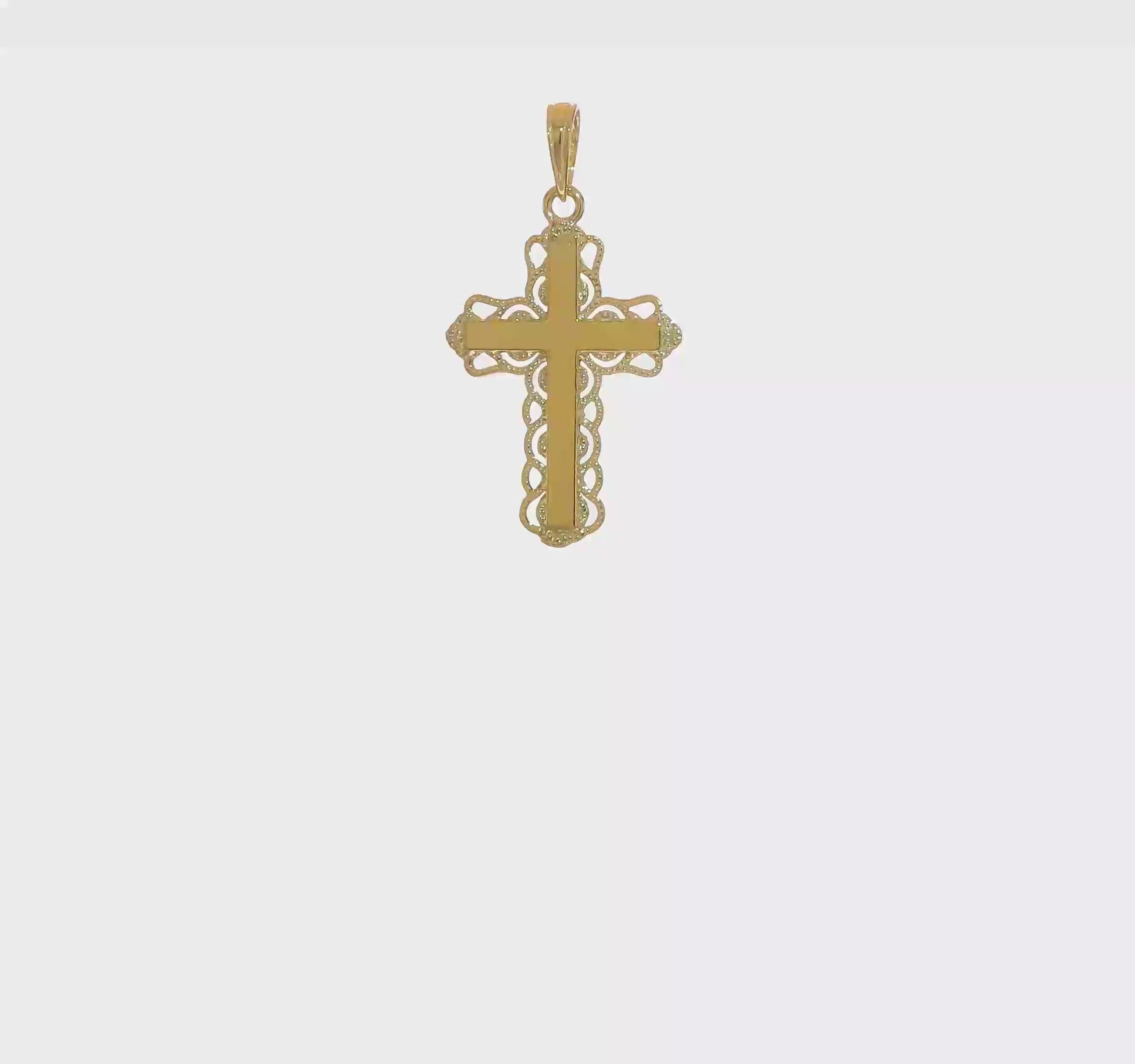 10kt Yellow Gold Lace Trim Cross Pendant