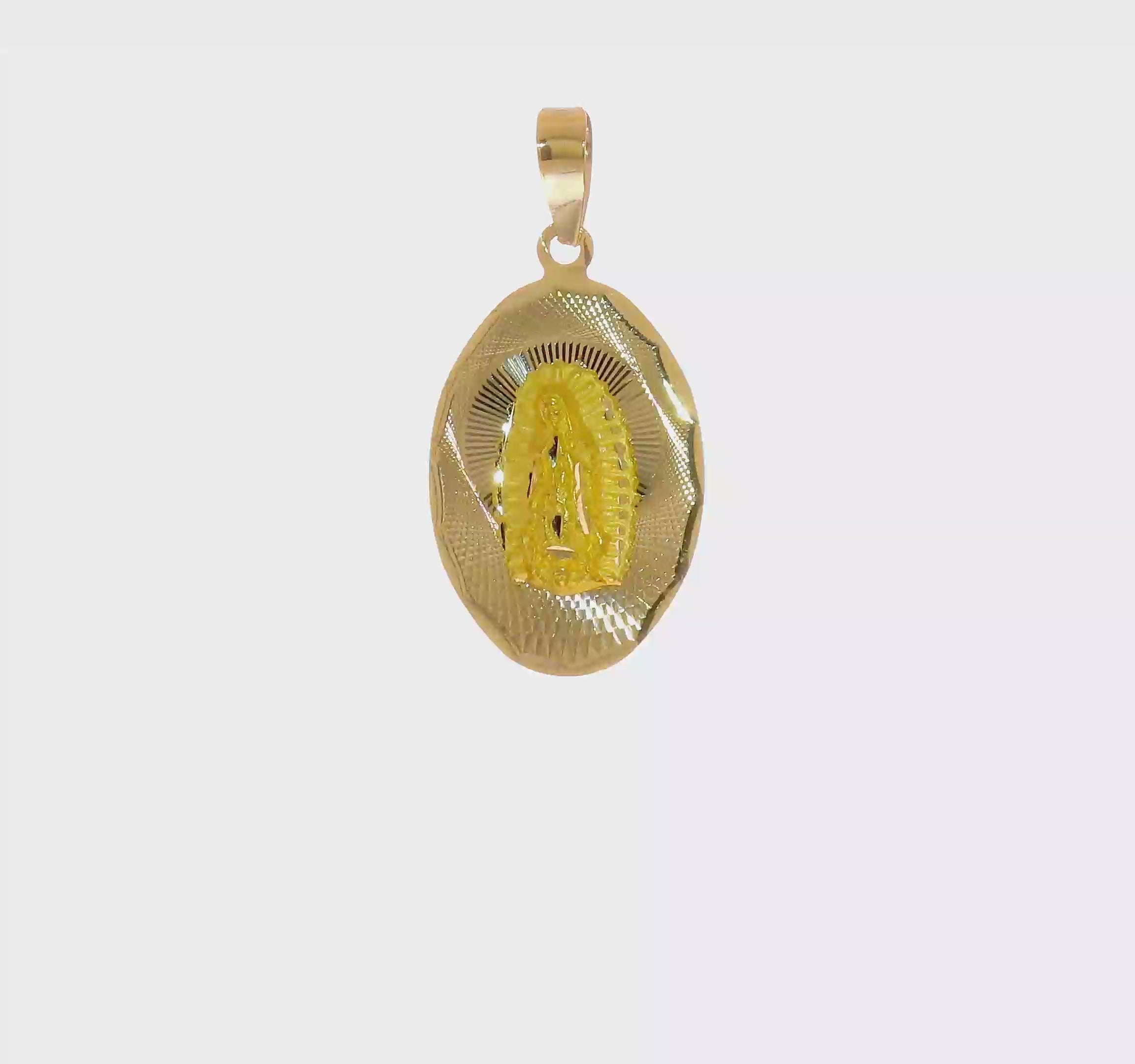 14kt Yellow Gold Polished D/C  Lady Of Guadalupe Oval Pendant