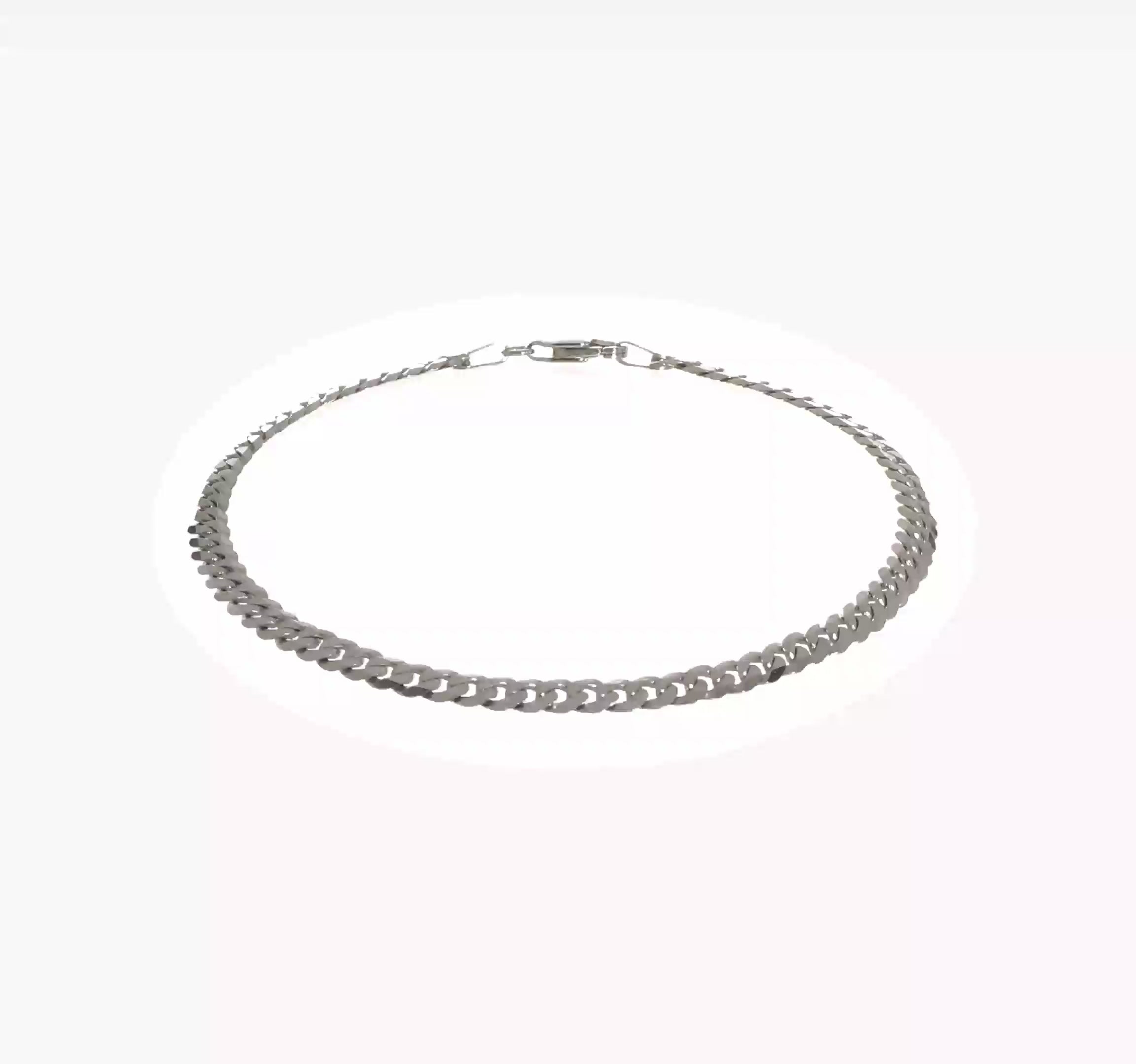 14kt White Gold 3.9mm Flat Beveled Curb Chain