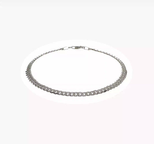 14kt White Gold 3.9mm Flat Beveled Curb Chain