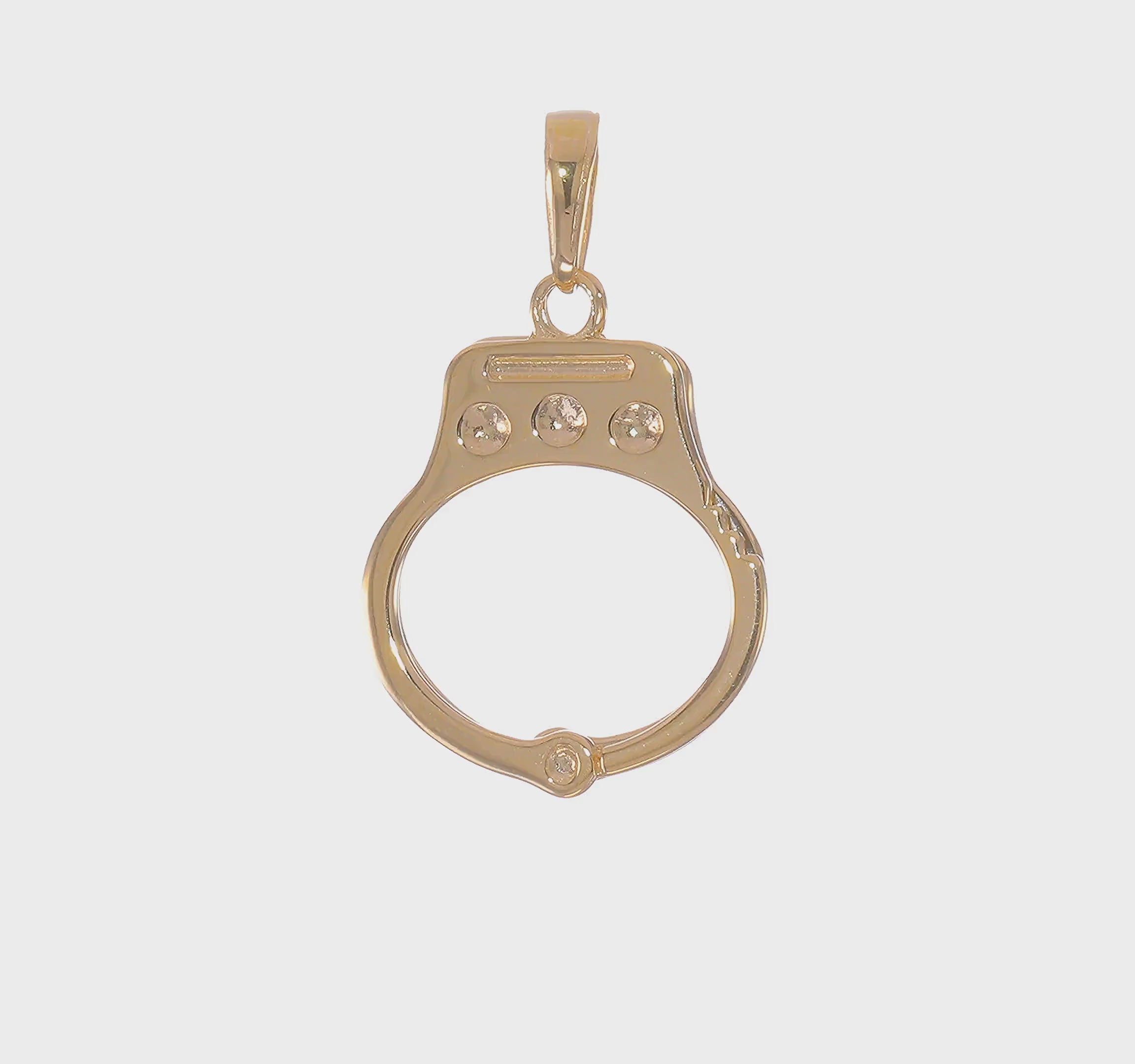 14KT Yellow Gold 2-Piece Handcuffs Charm