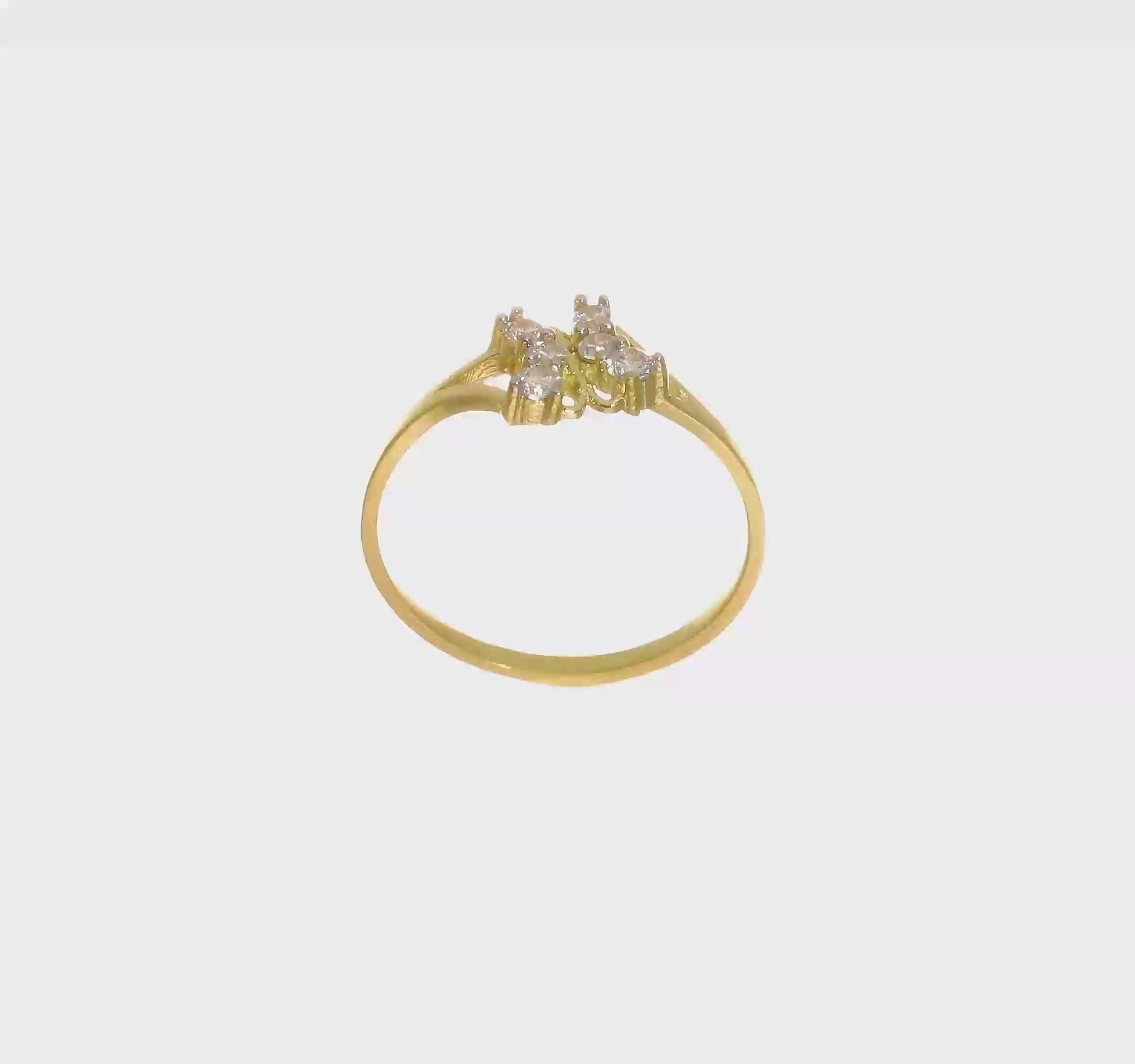 10kt Yellow Gold w/Rhodium CZ Butterfly Ring