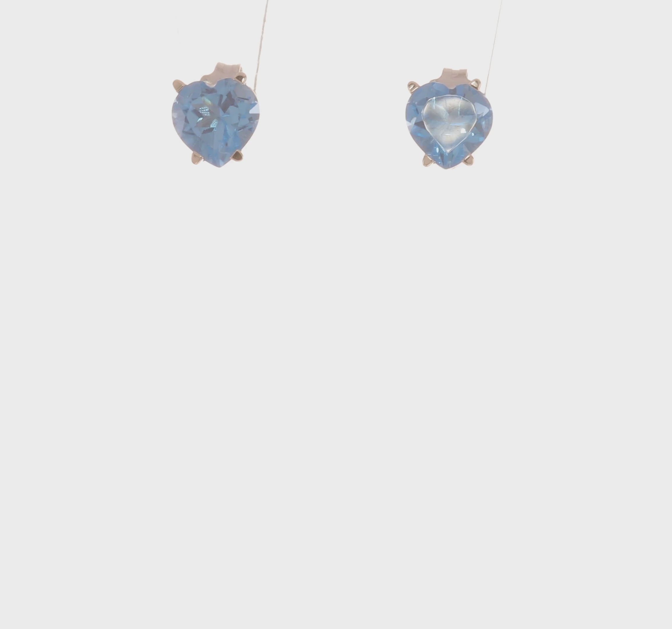 14kt White Gold 6mm Heart Blue Topaz Earrings