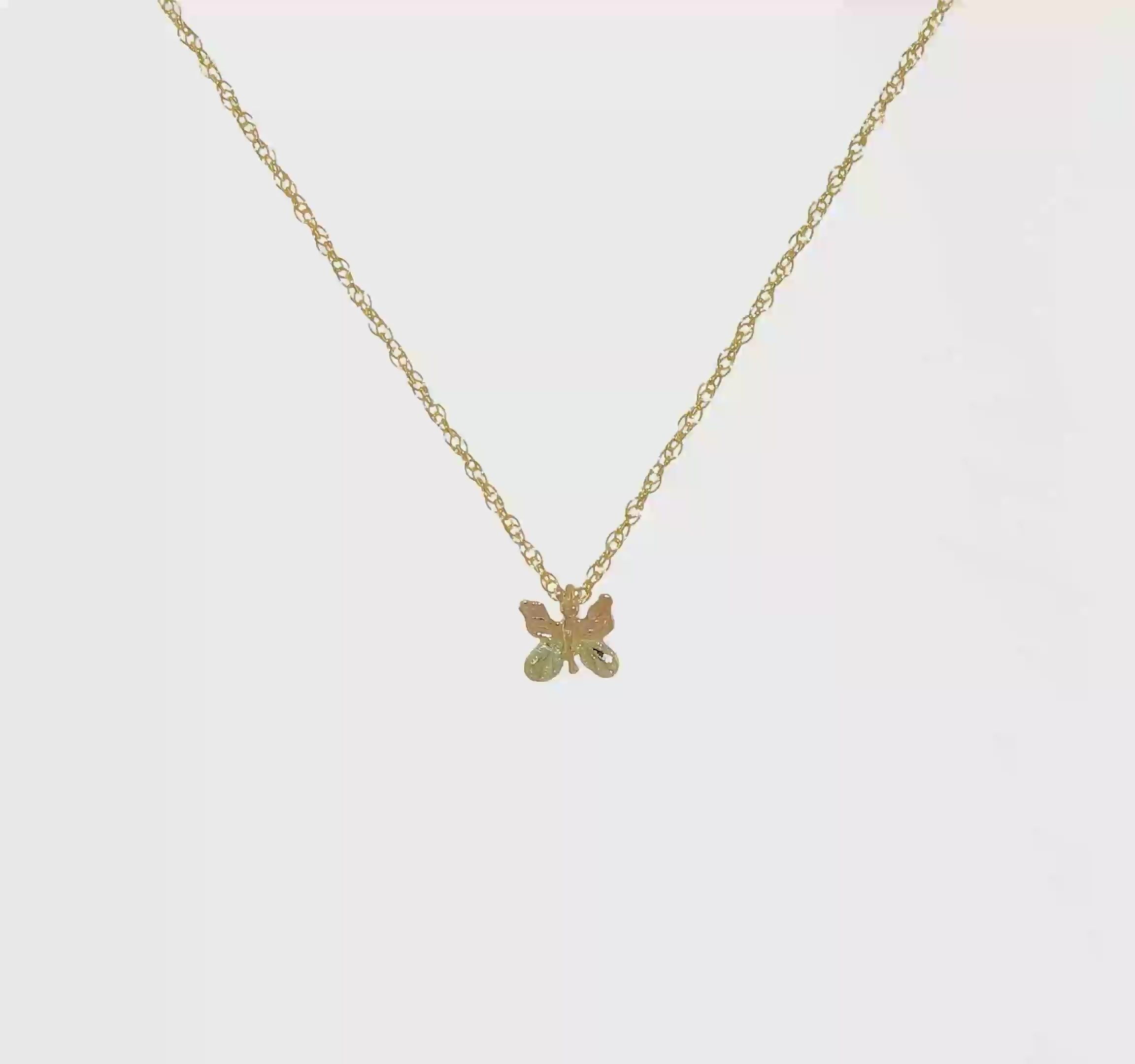 10kt Tri-Color Black Hills Gold Butterfly Necklace