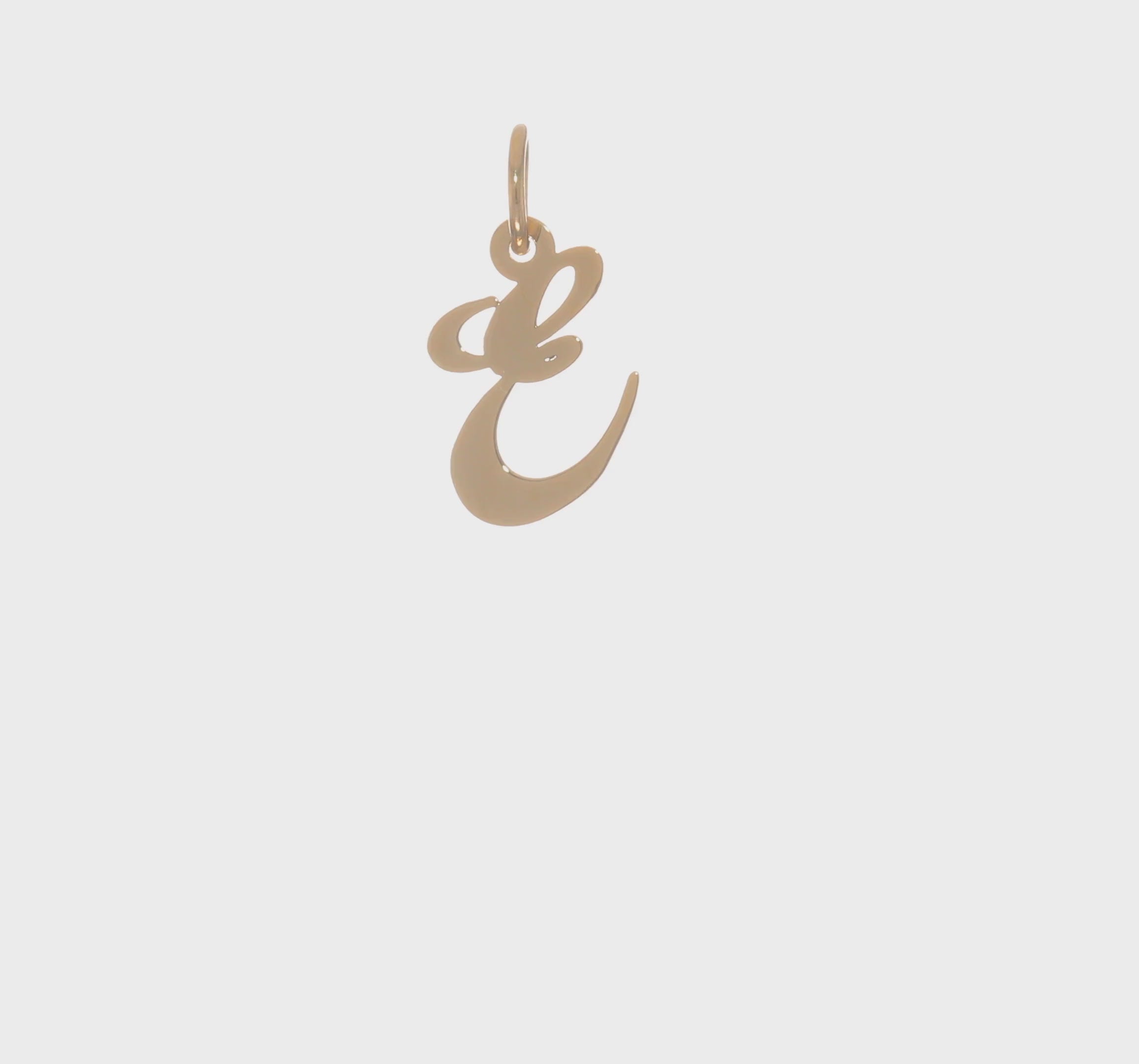 14kt Yellow Gold Small Fancy Script Letter E Initial Charm
