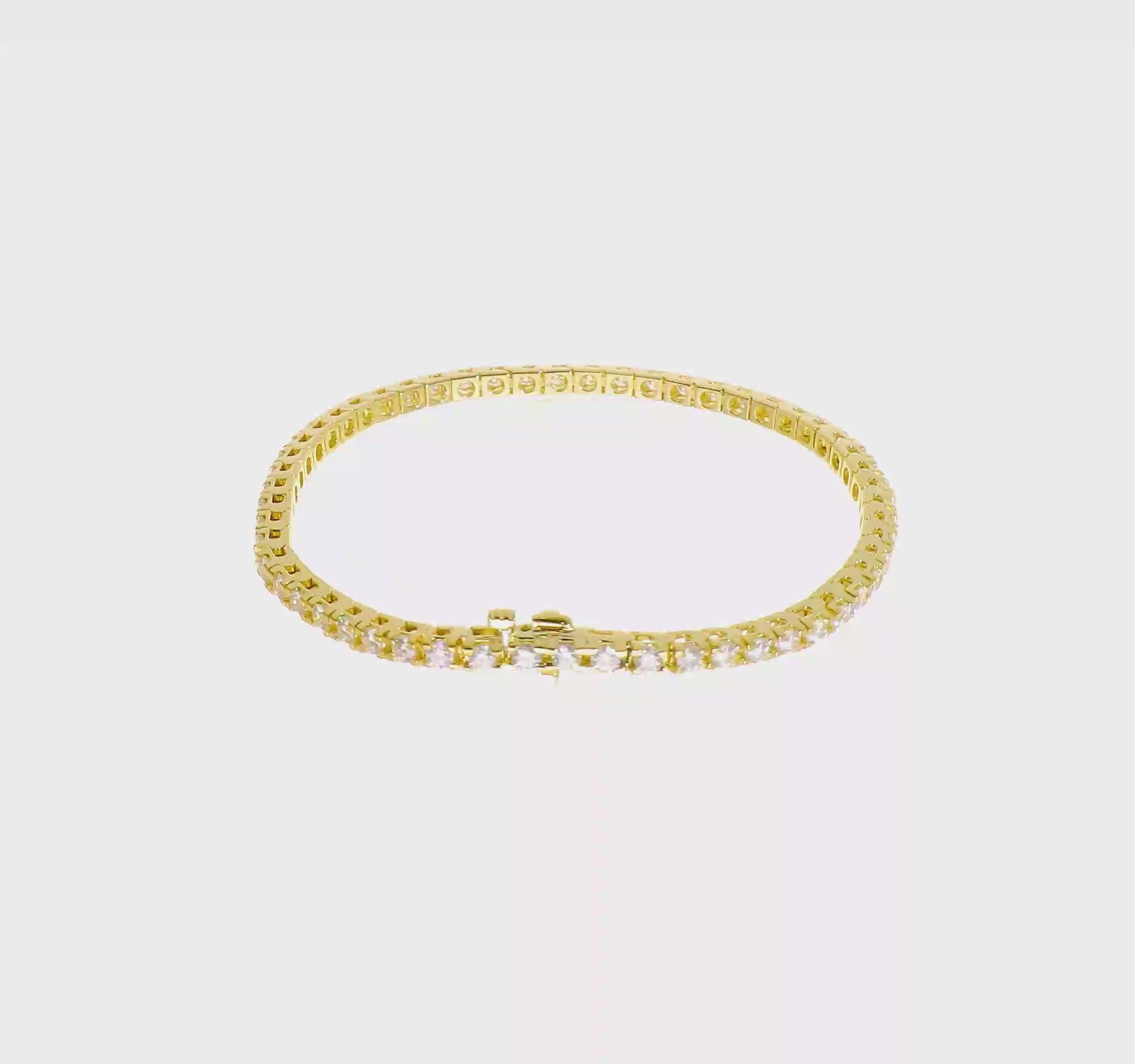 14kt Yellow Gold 3.00ctw. Near Colorless Moissanite 4 Prong Tennis Bracelet