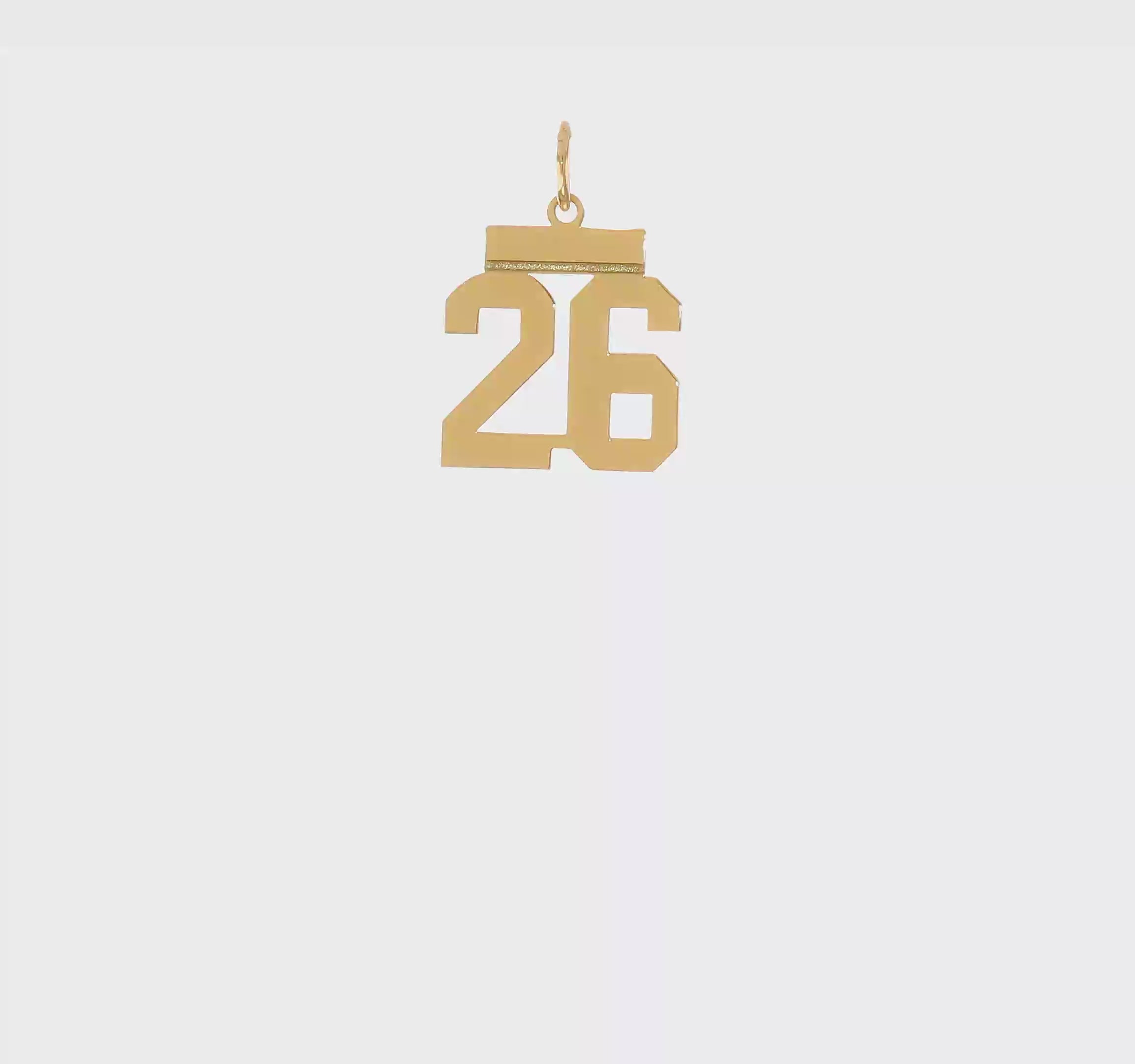 14kt Yellow Gold Small Satin Number 26 Charm