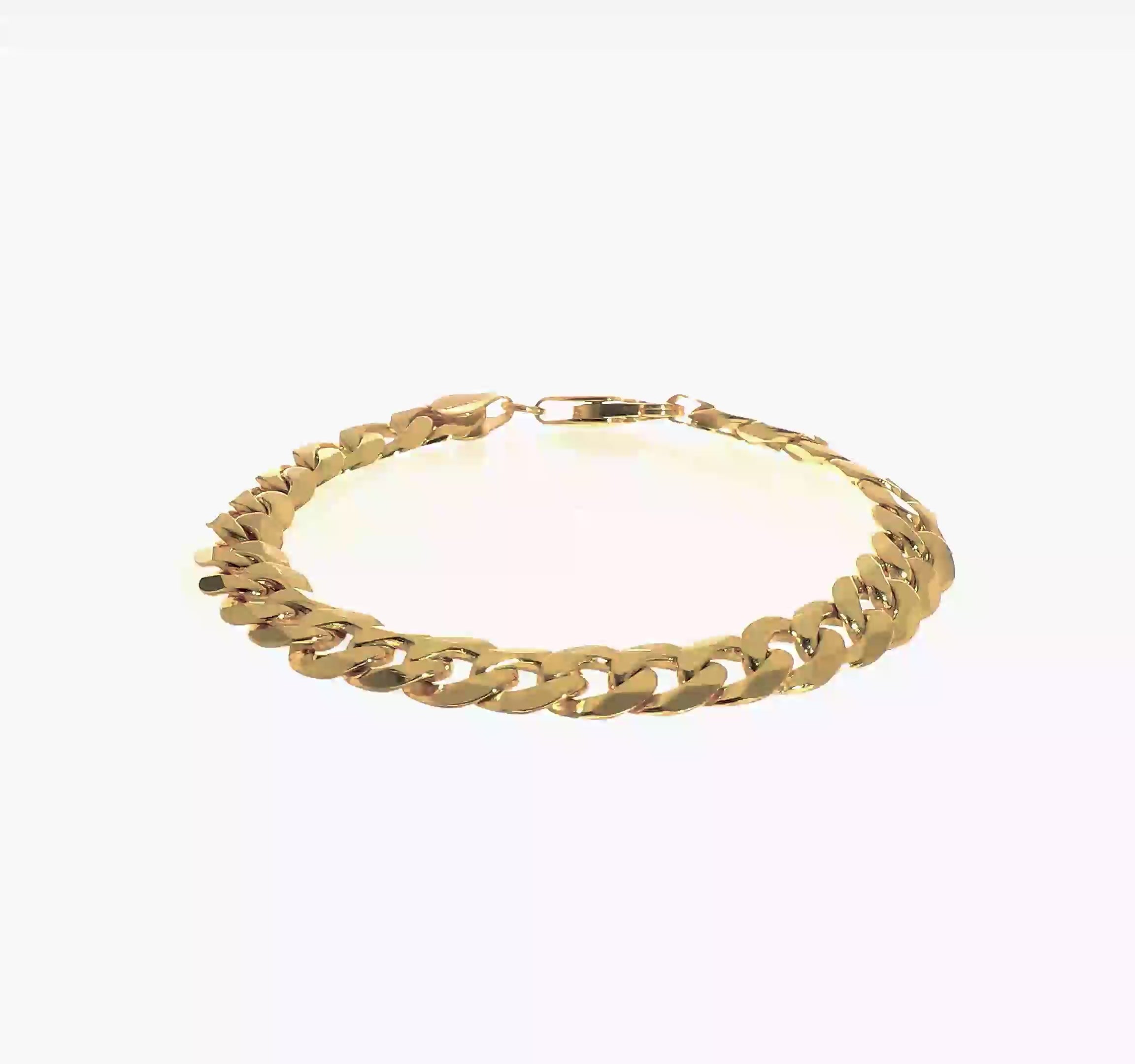 14kt Yellow Gold 8.75mm Flat Beveled Curb Chain