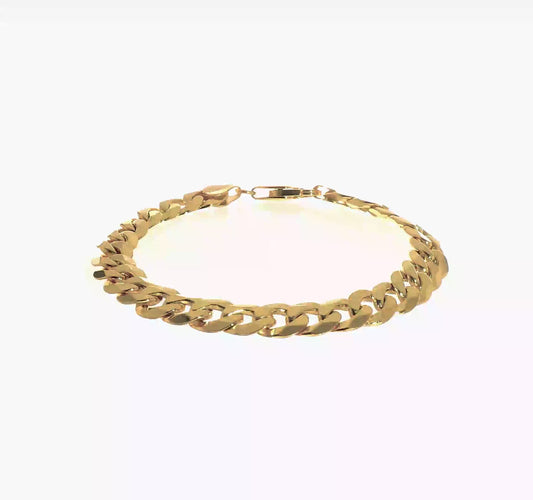 14kt Yellow Gold 8.75mm Flat Beveled Curb Chain