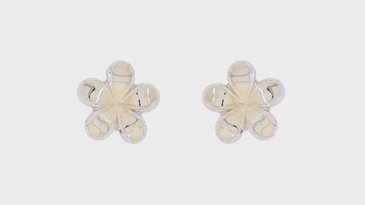 14kt Yellow Gold w/Rhodium Flower Post Earrings