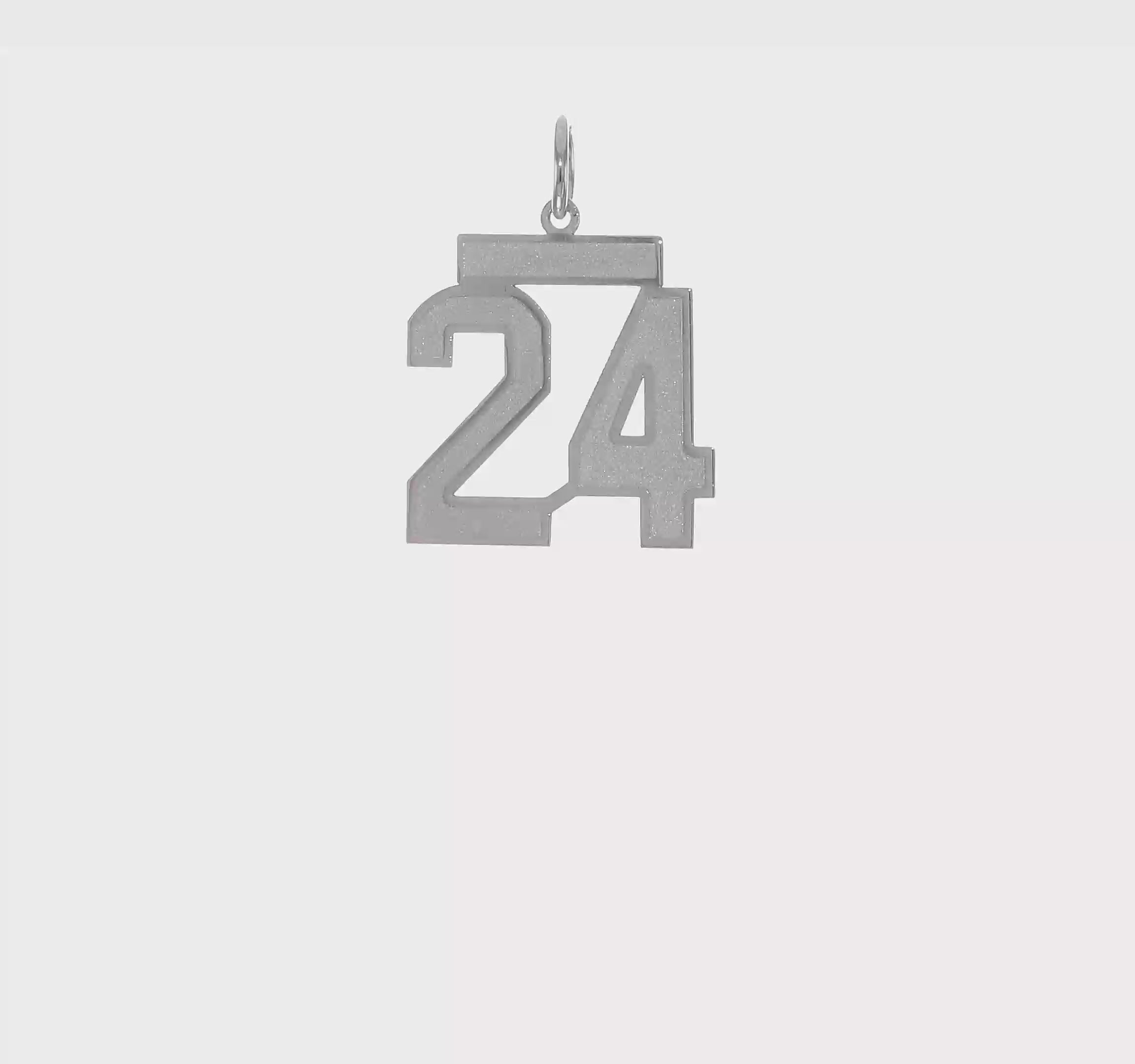 14kt White Gold Medium Satin Number 24 Charm