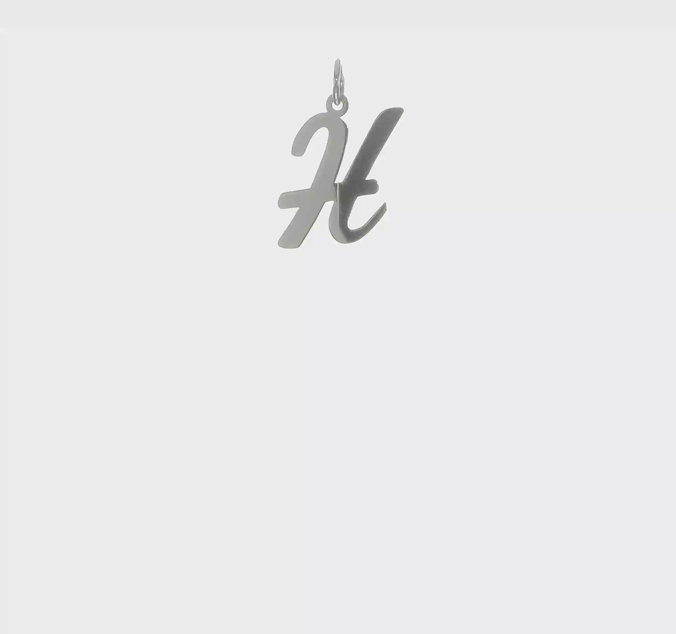 14kt White Gold Large Script Letter H Initial Charm