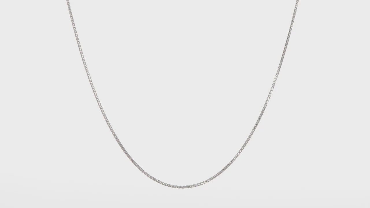 14KT White Gold Adjustable .95mm D/C Wheat Chain