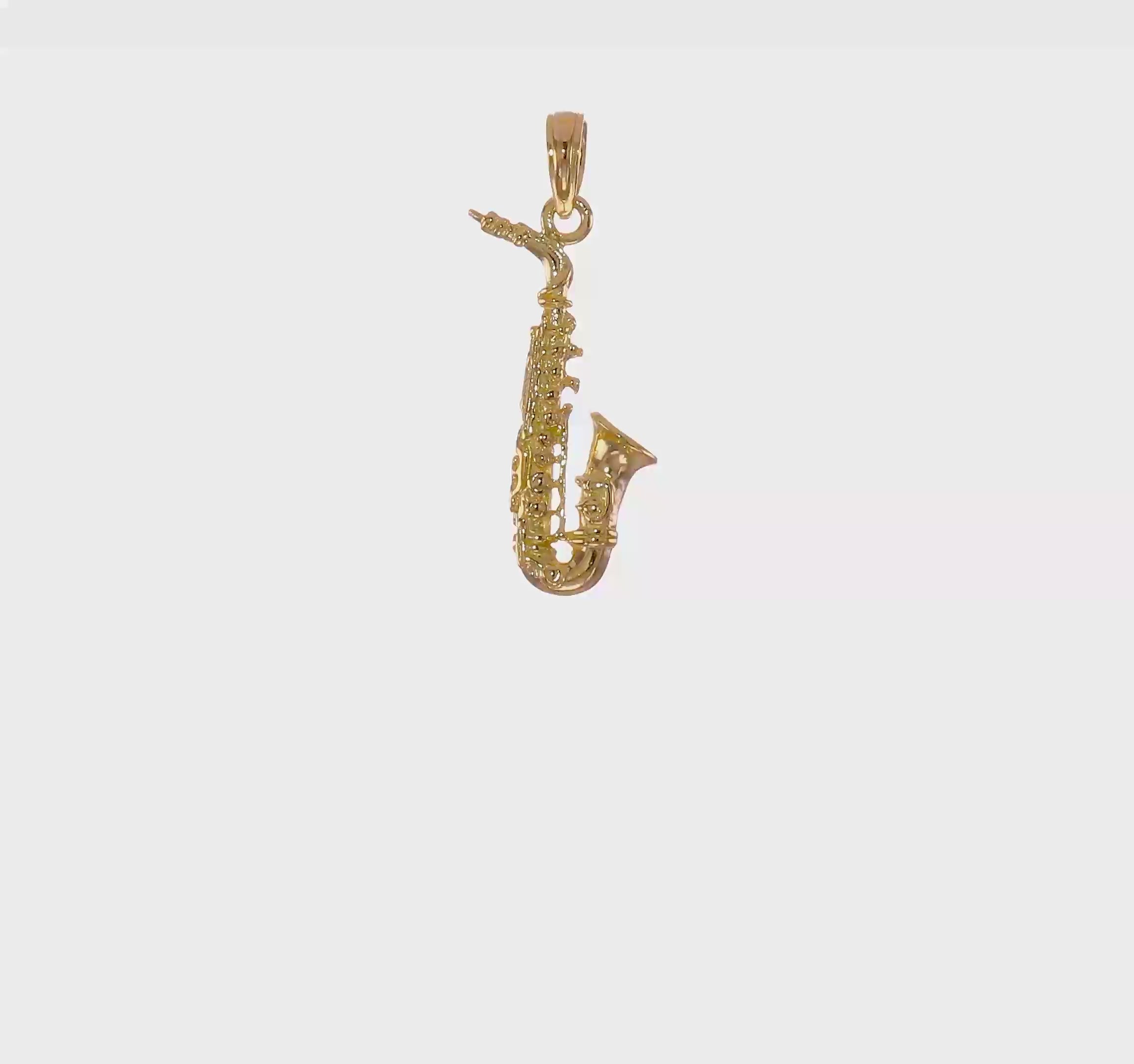 14kt Yellow Gold 3-D Saxophone Pendant