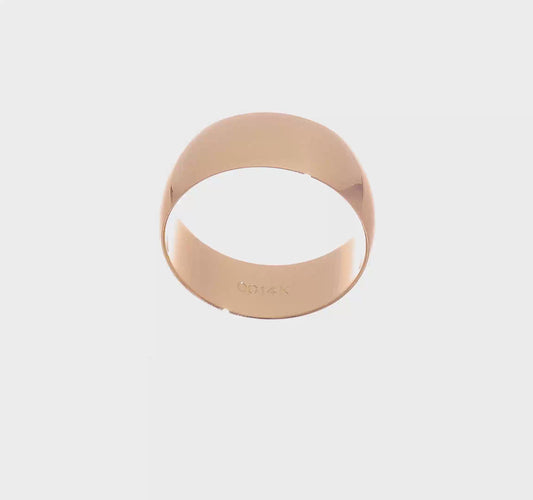 14kt Yellow Gold 8mm Lightweight Half Round Wedding Band Size 9.5