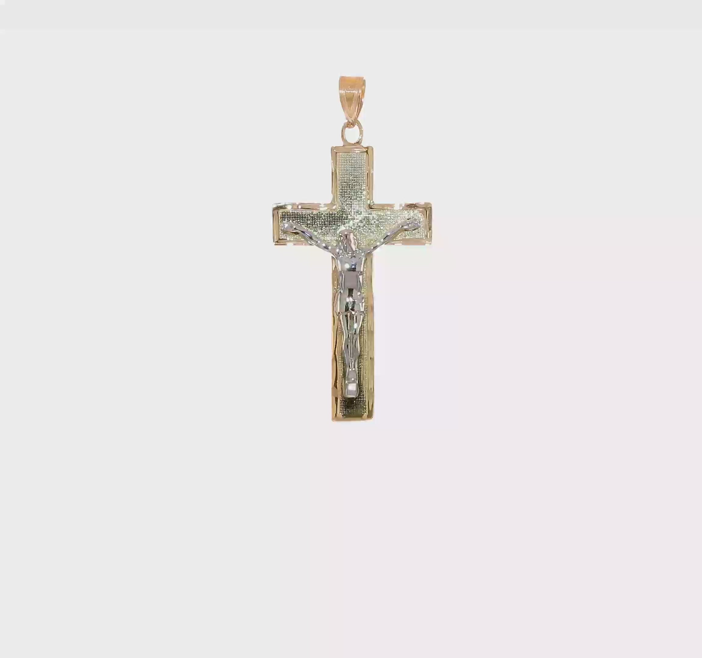 10KT Two-tone Diamond-cut Crucifix Pendant