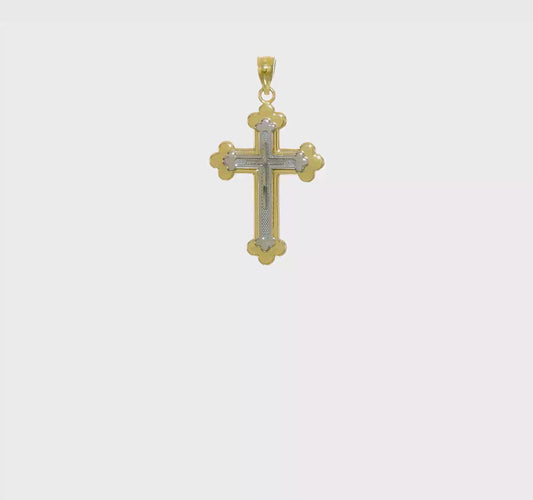 14kt Two-tone Budded Cross Pendant