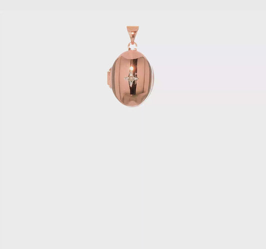 14kt Rose Gold 17mm Diamond Oval Locket