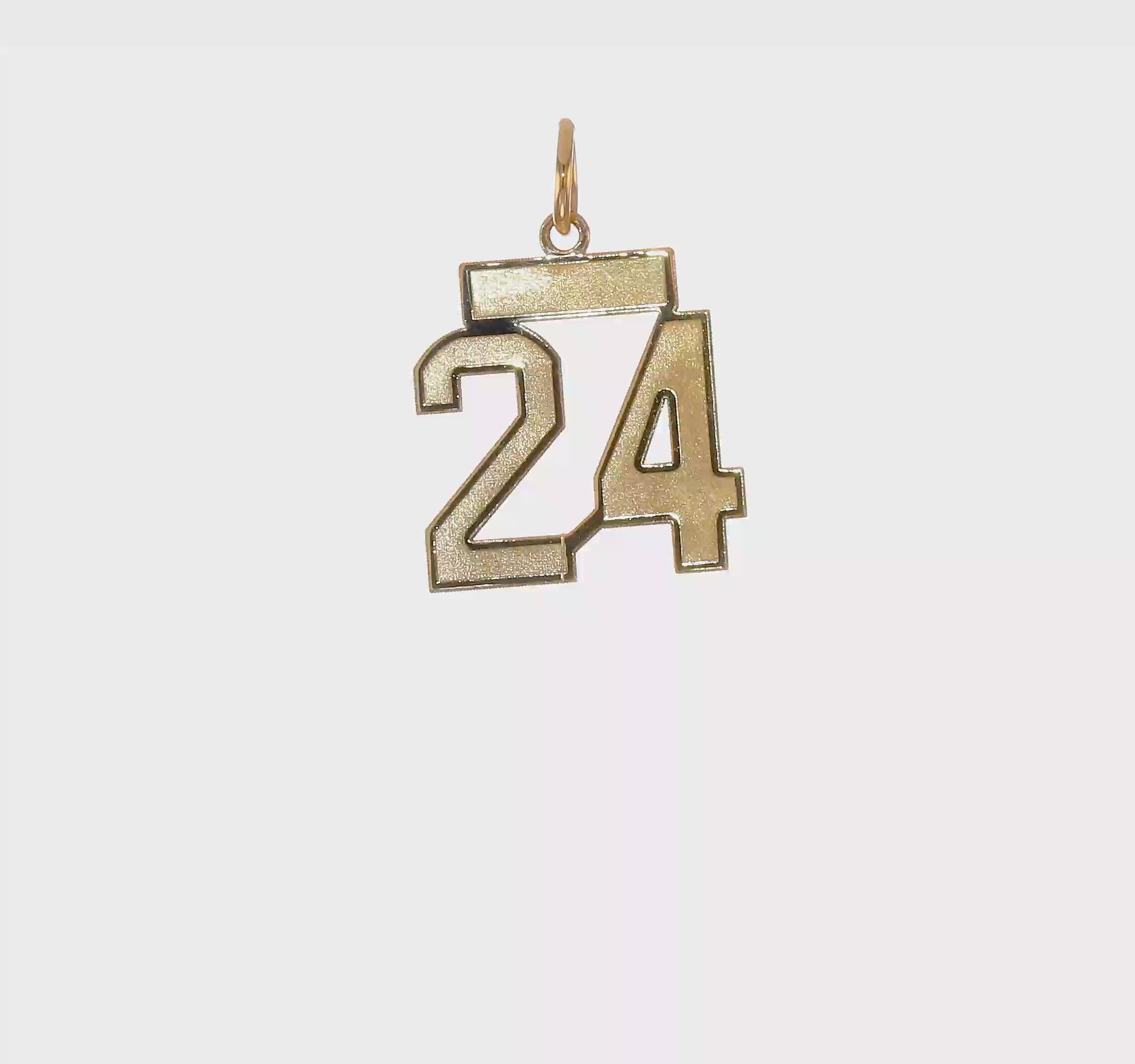 14kt Yellow Gold Small Satin Number 24 Charm