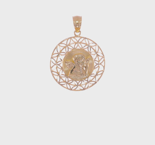 14kt Yellow Gold Polished Angel D/C Medal Pendant