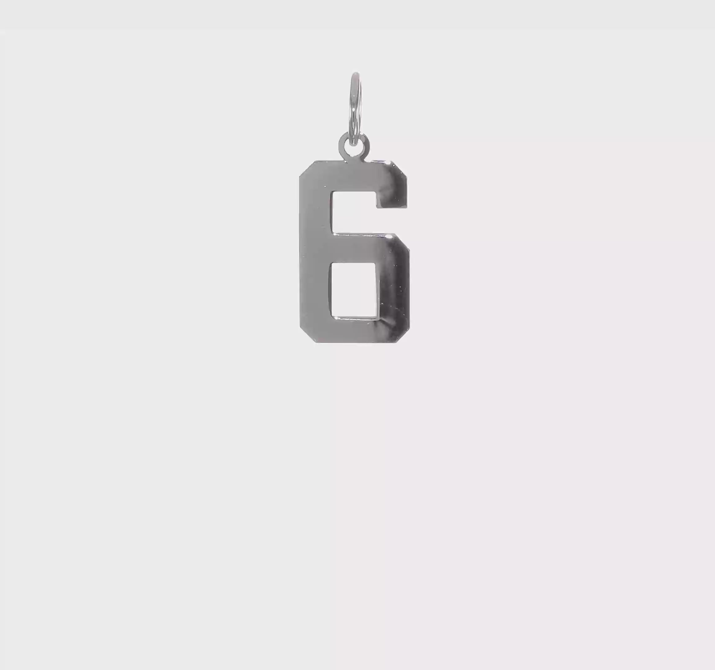 14kt White Gold Medium Polished Number 6 Charm