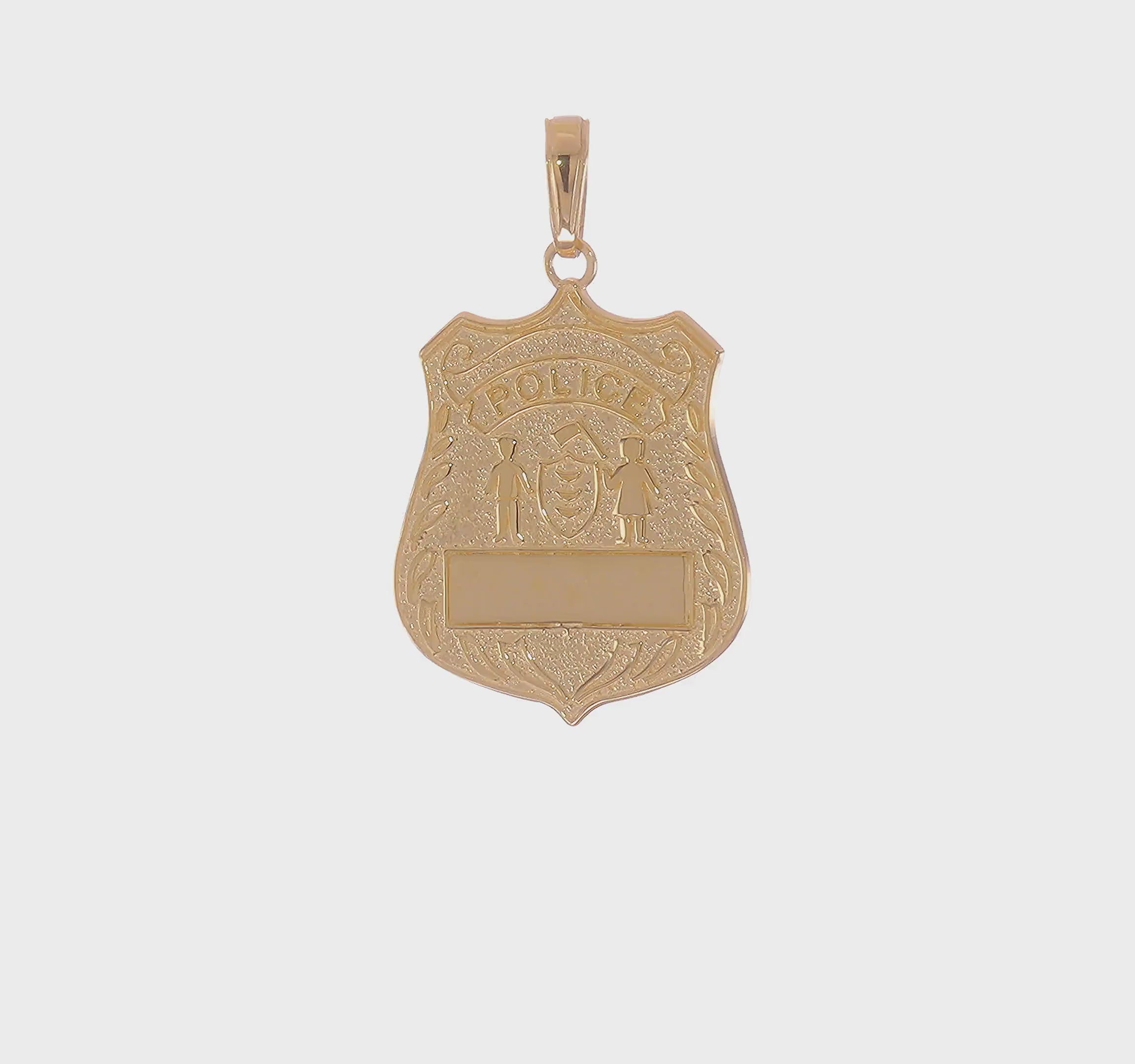 14kt Yellow Gold Large Police Badge Pendant