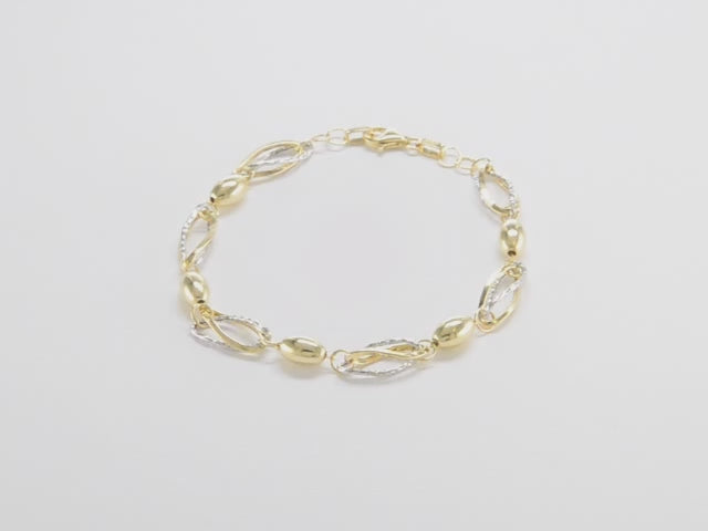 14KT Two-tone Polished and D/C Bracelet