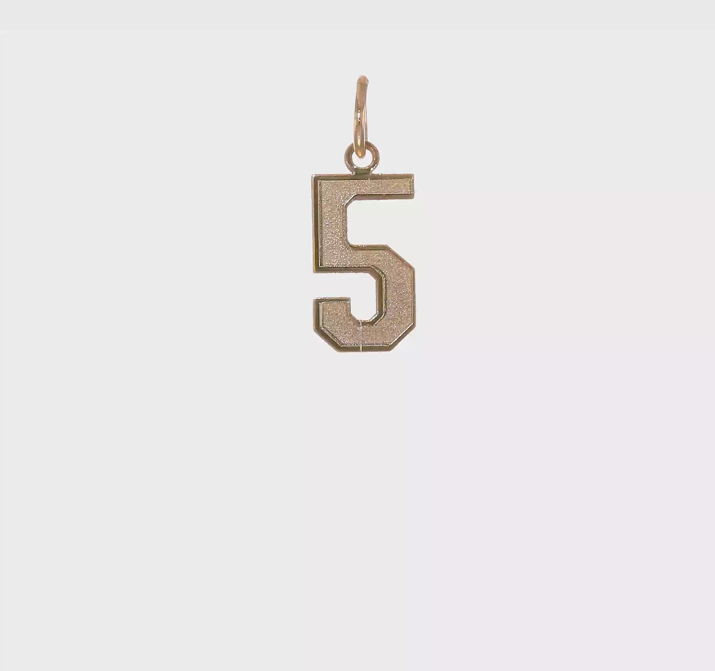 14kt Yellow Gold Small Satin Number 5 Charm