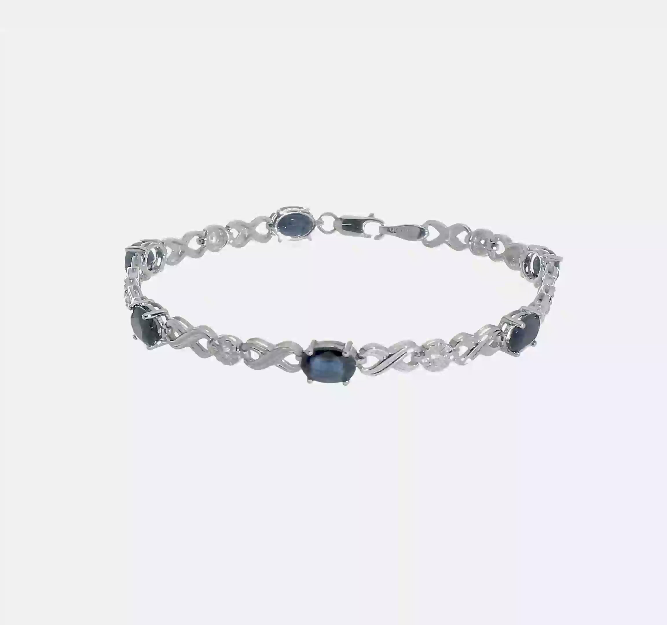 14kt White Gold Diamond and Sapphire Infinity Bracelet