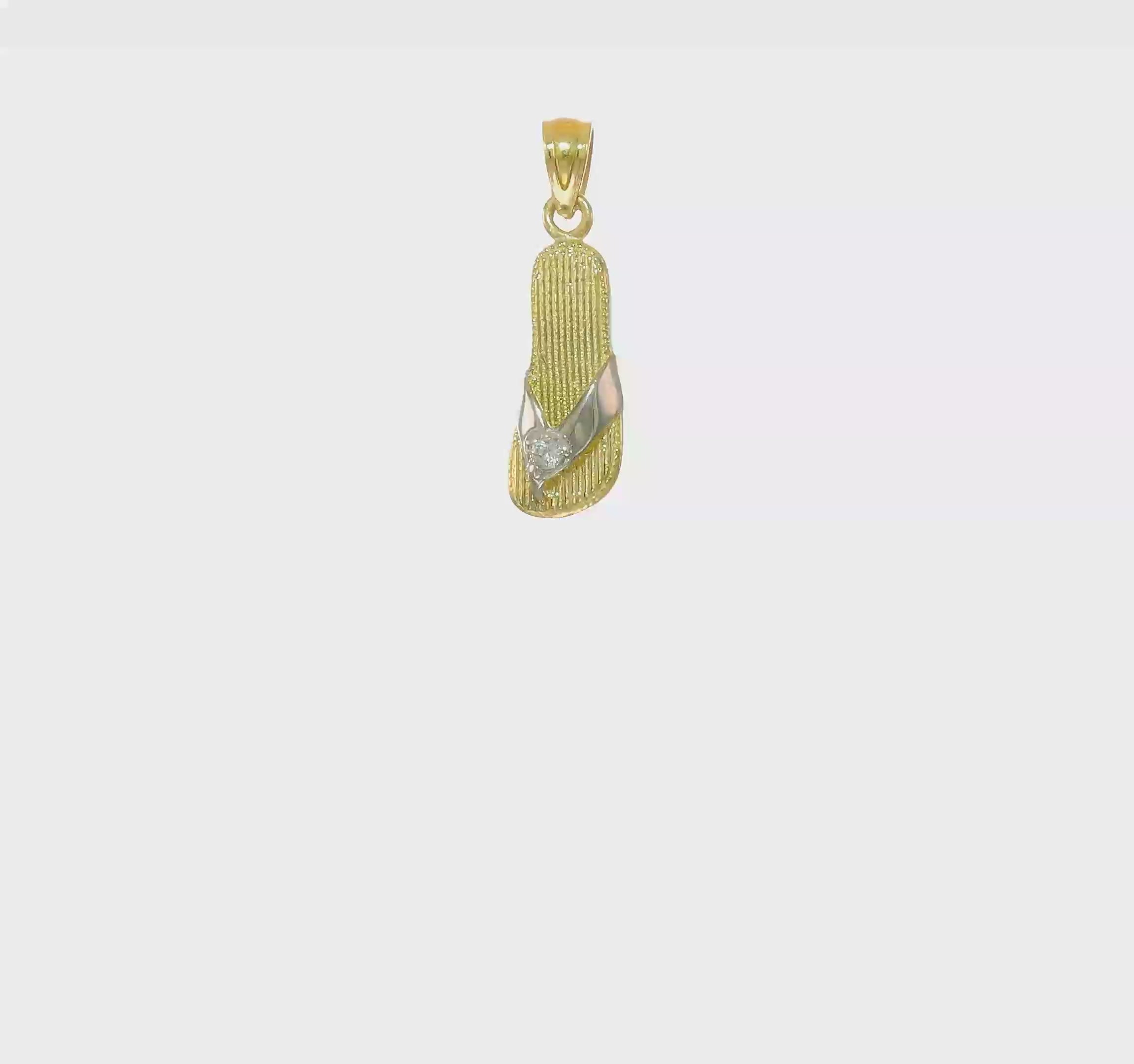 10kt Yellow Gold & Rhodium CZ Flip Flop Charm