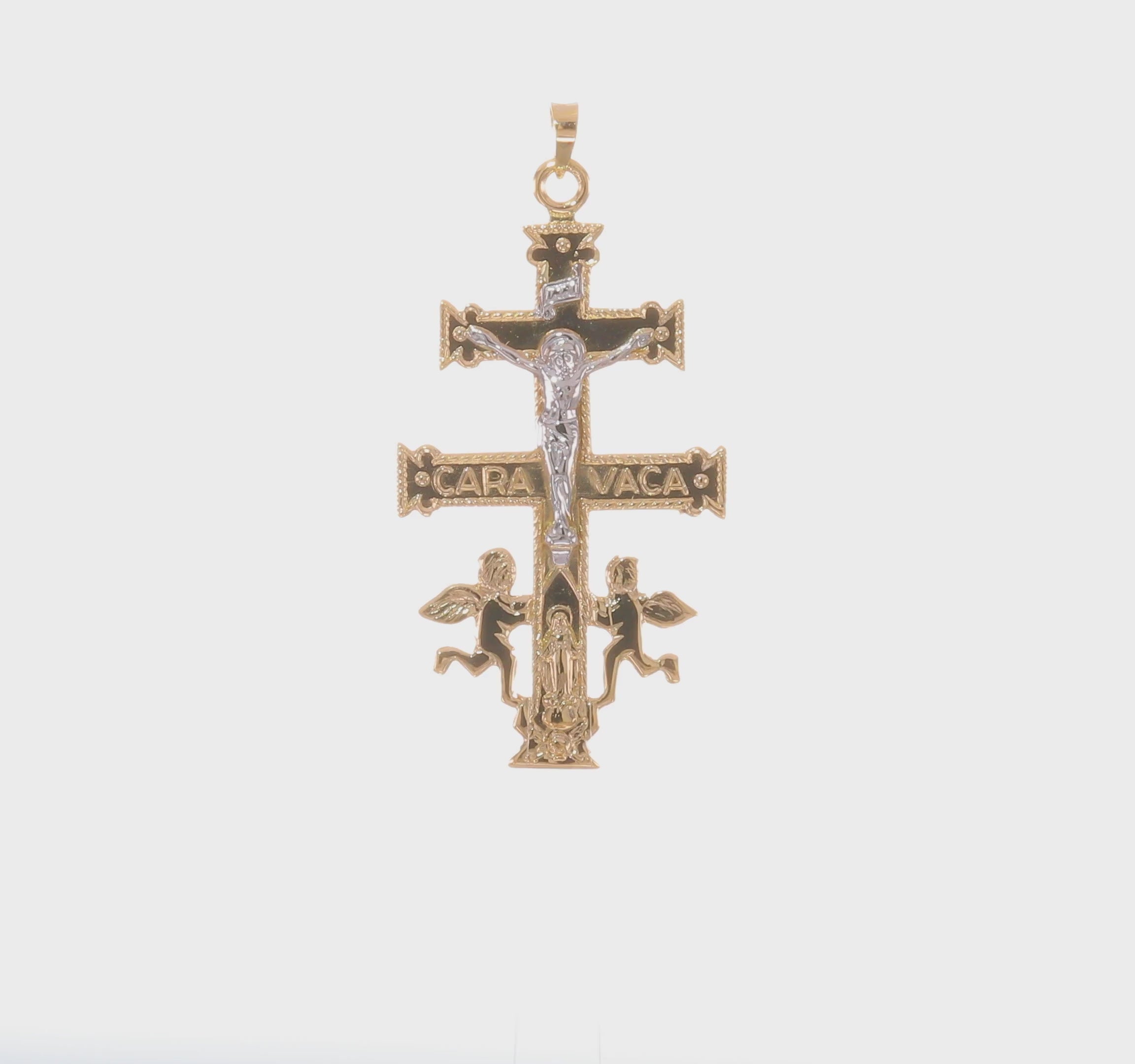 14kt Two-tone Cara Vaca Crucifix Pendant