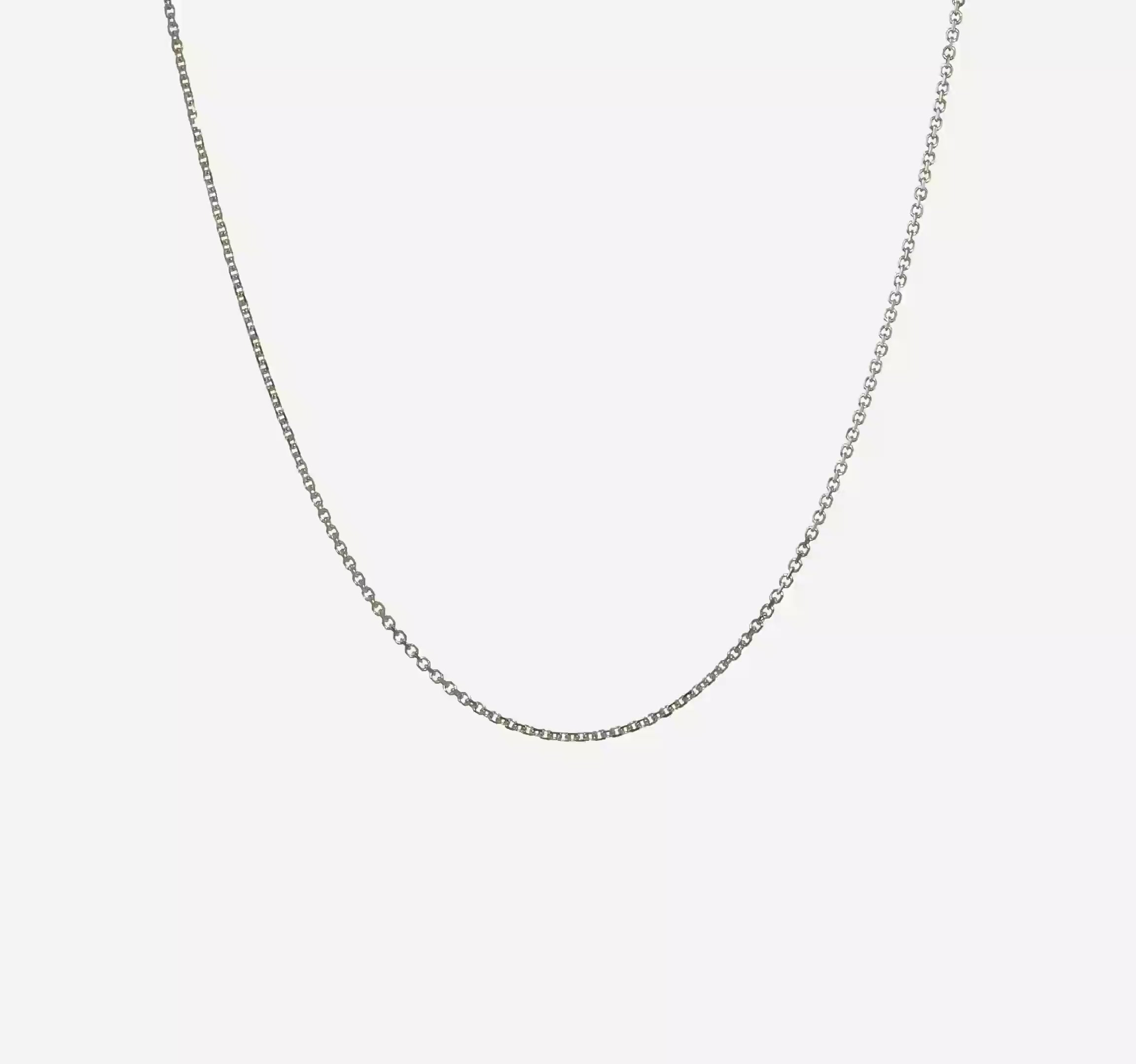 14KT White Gold Adjustable  1.25mm D/C Cable Chain
