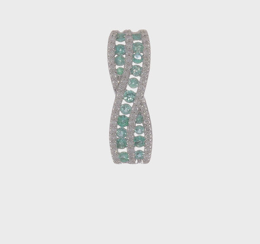 14kt White Gold Twist Diamond and Emerald Fancy Chain Slide