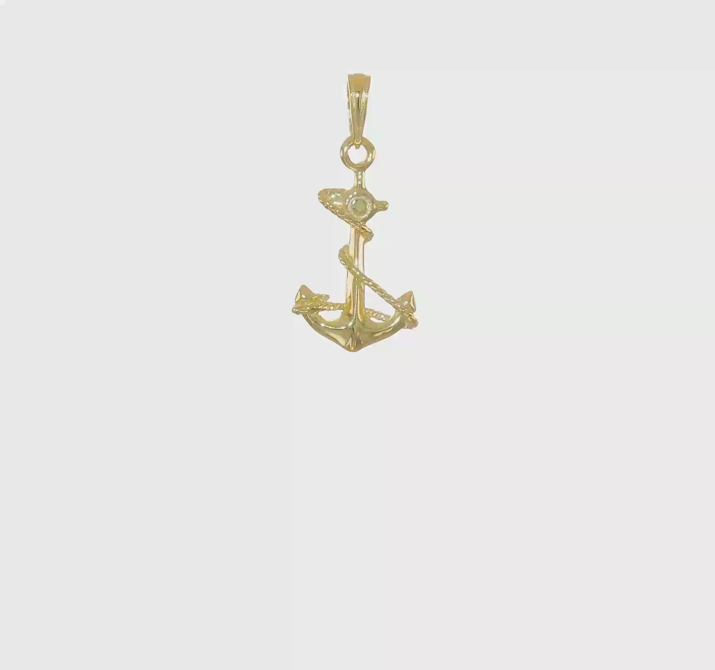 10kt Yellow Gold 3-D Anchor with Rope Pendant