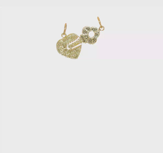 10kt Yellow Gold Heart and Key Break-apart Charm