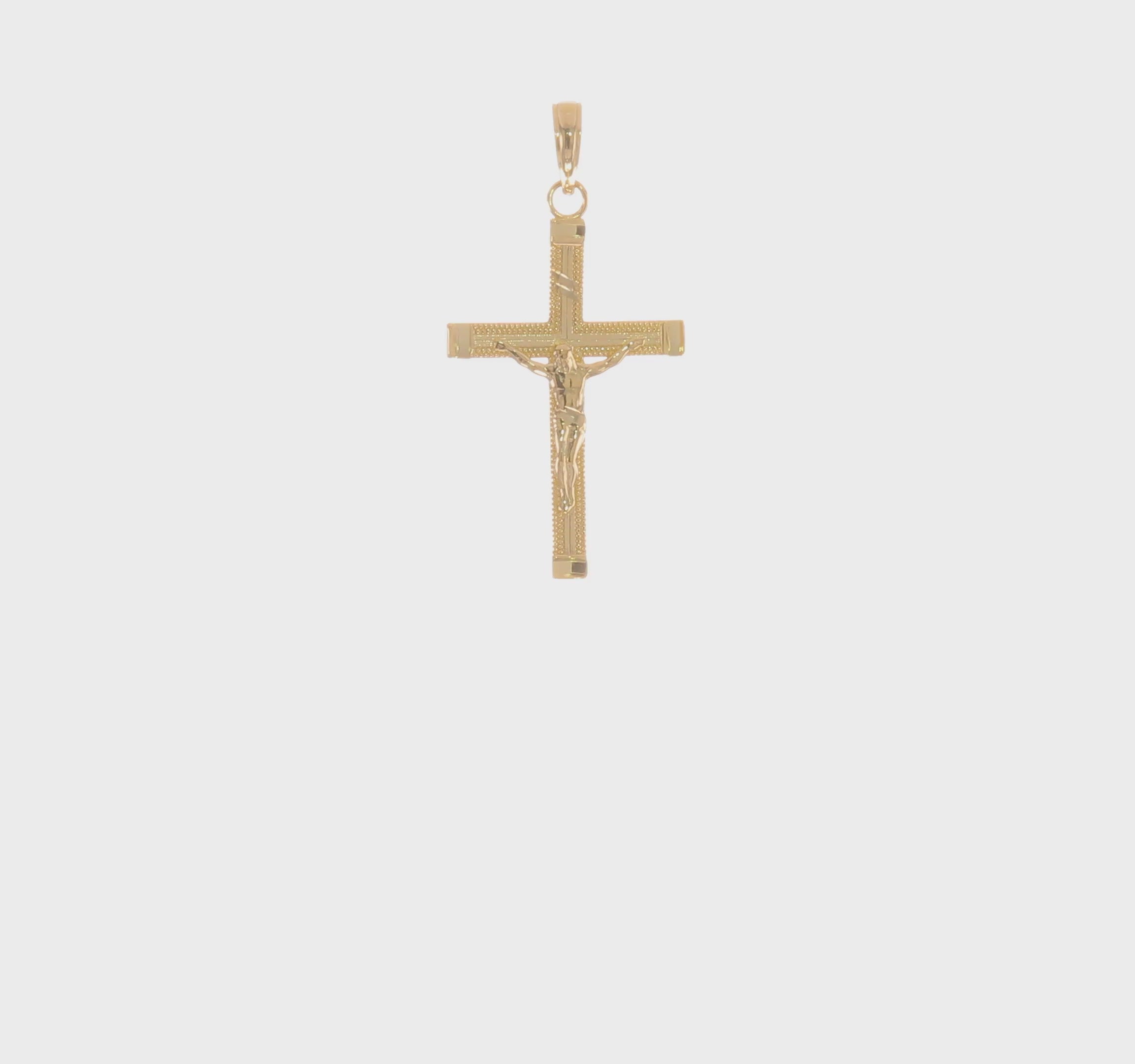 14KT Yellow Gold Diamond-cut Fancy Tipped Crucifix Pendant