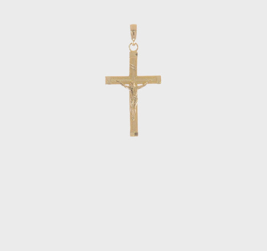 14KT Yellow Gold Diamond-cut Fancy Tipped Crucifix Pendant