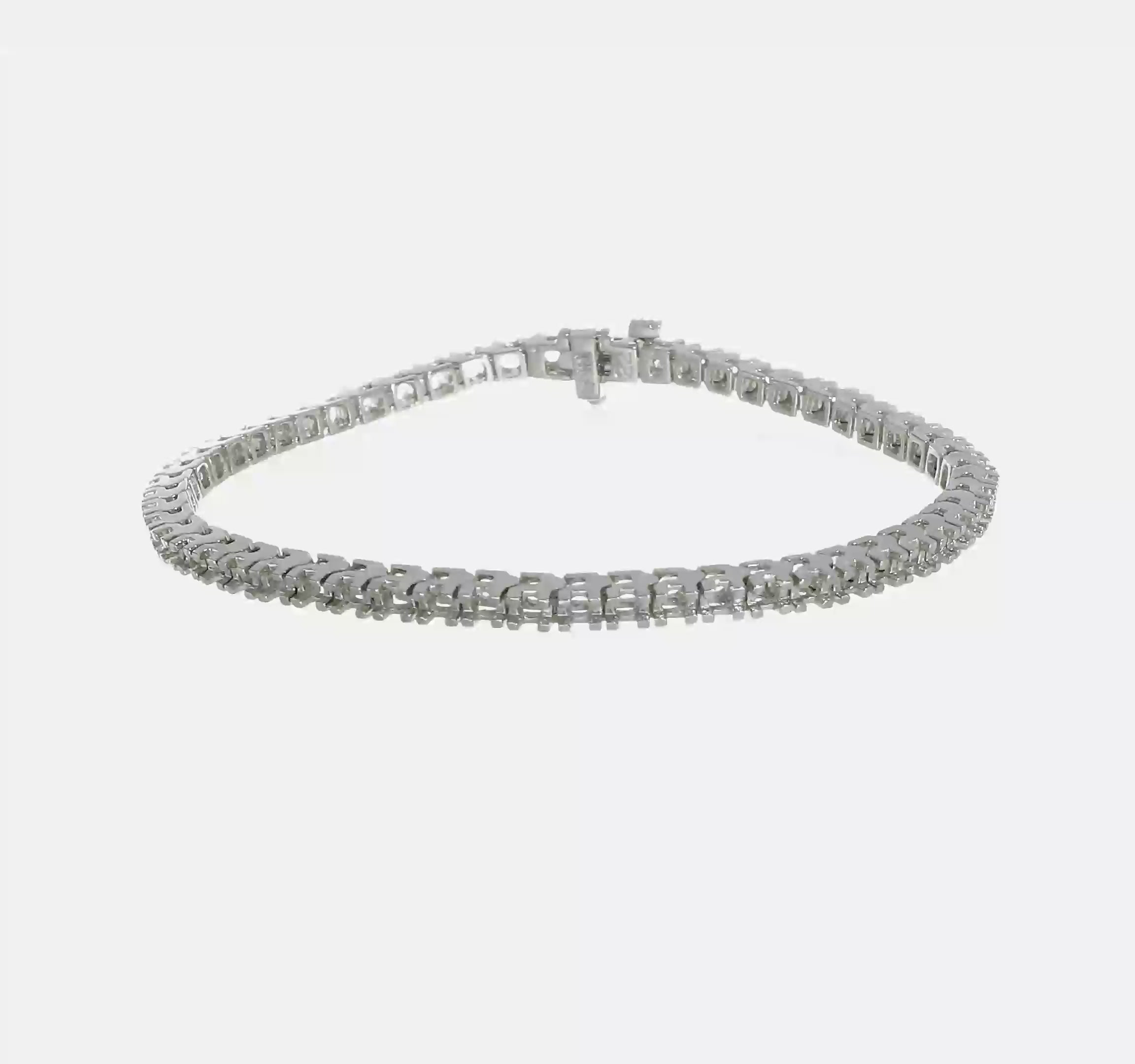 14kt White Gold Holds 2.18 carat 56-2.1mm Round Diamond 4-prong 7 inch Tennis Bracelet Mounting