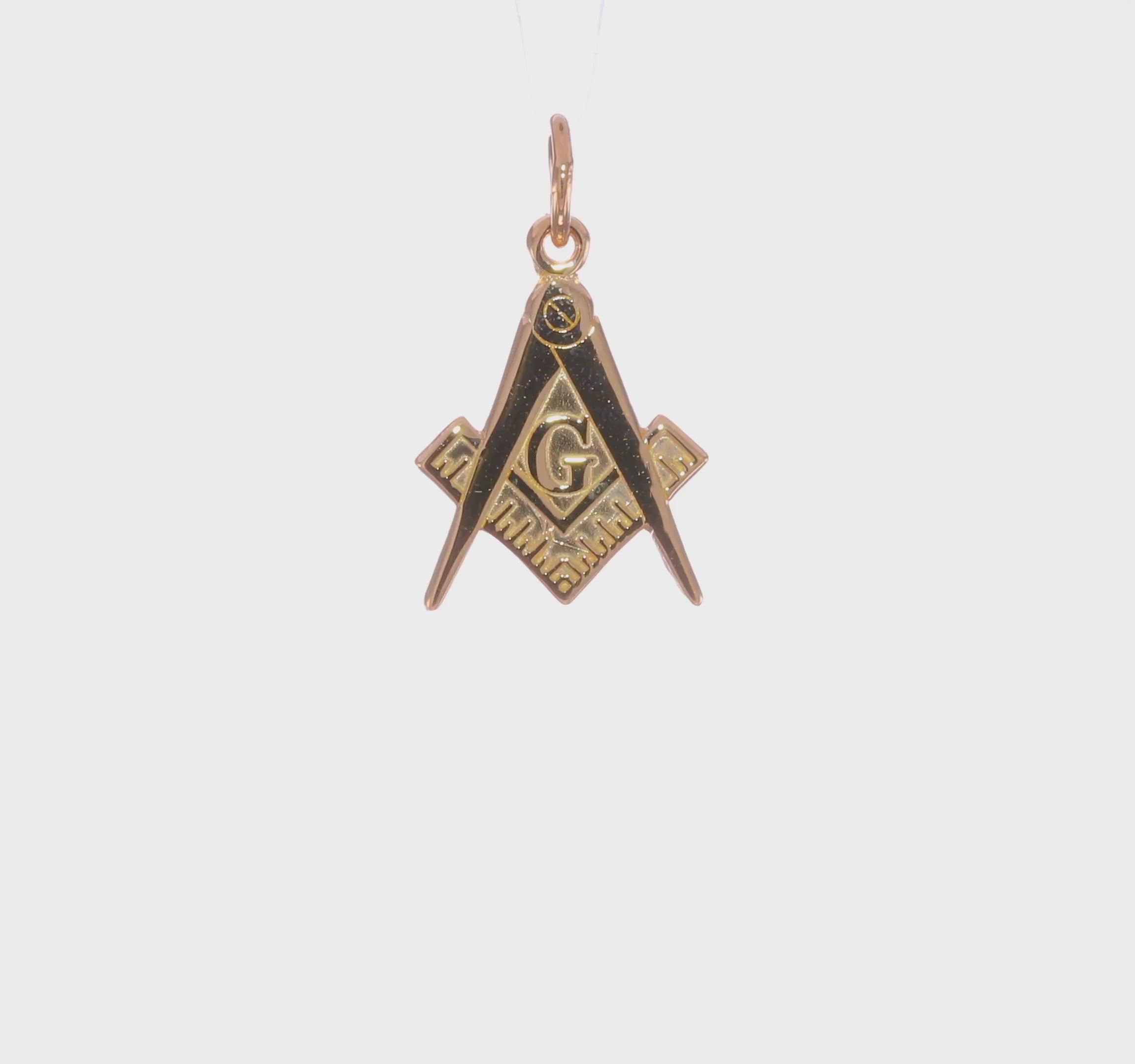 14kt Yellow Gold Polished and Textured Masonic Symbol Charm